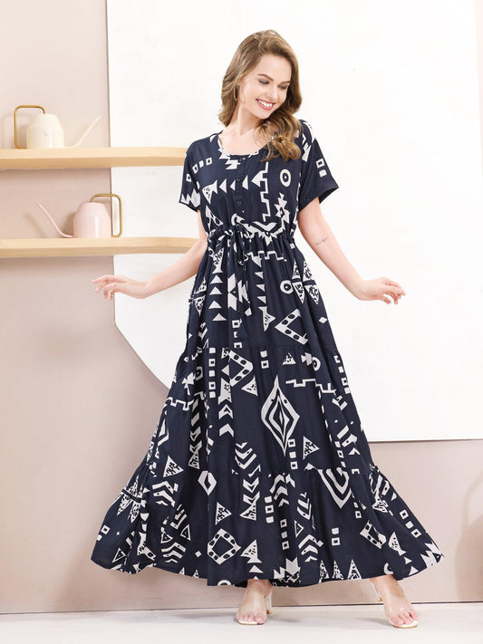 Ultra-Comfortable Rayon Flare Nighty - floramour.in