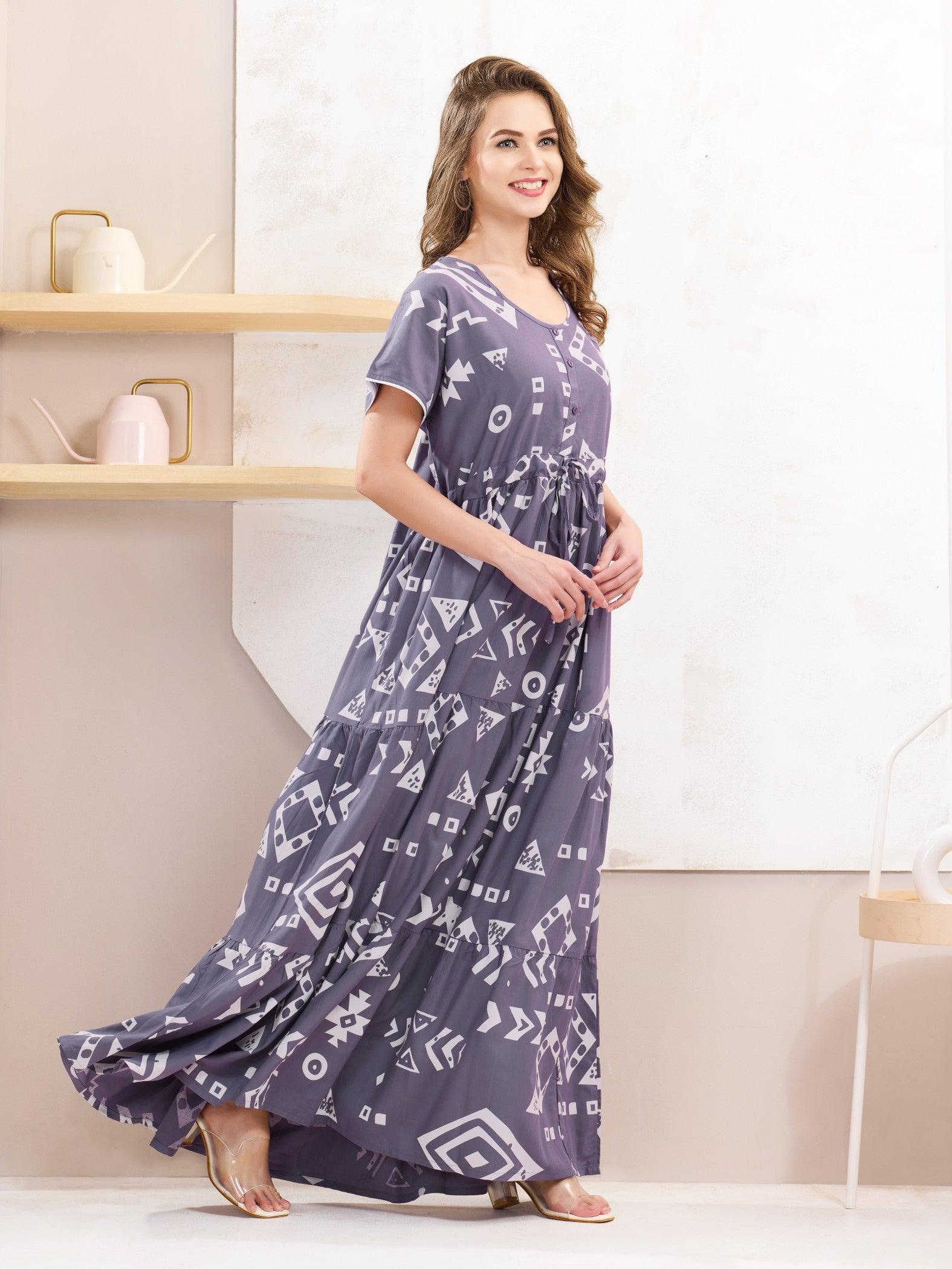 Rayon Flare Nighty – Soft & Stylish Sleepwear for Women - floramour.in