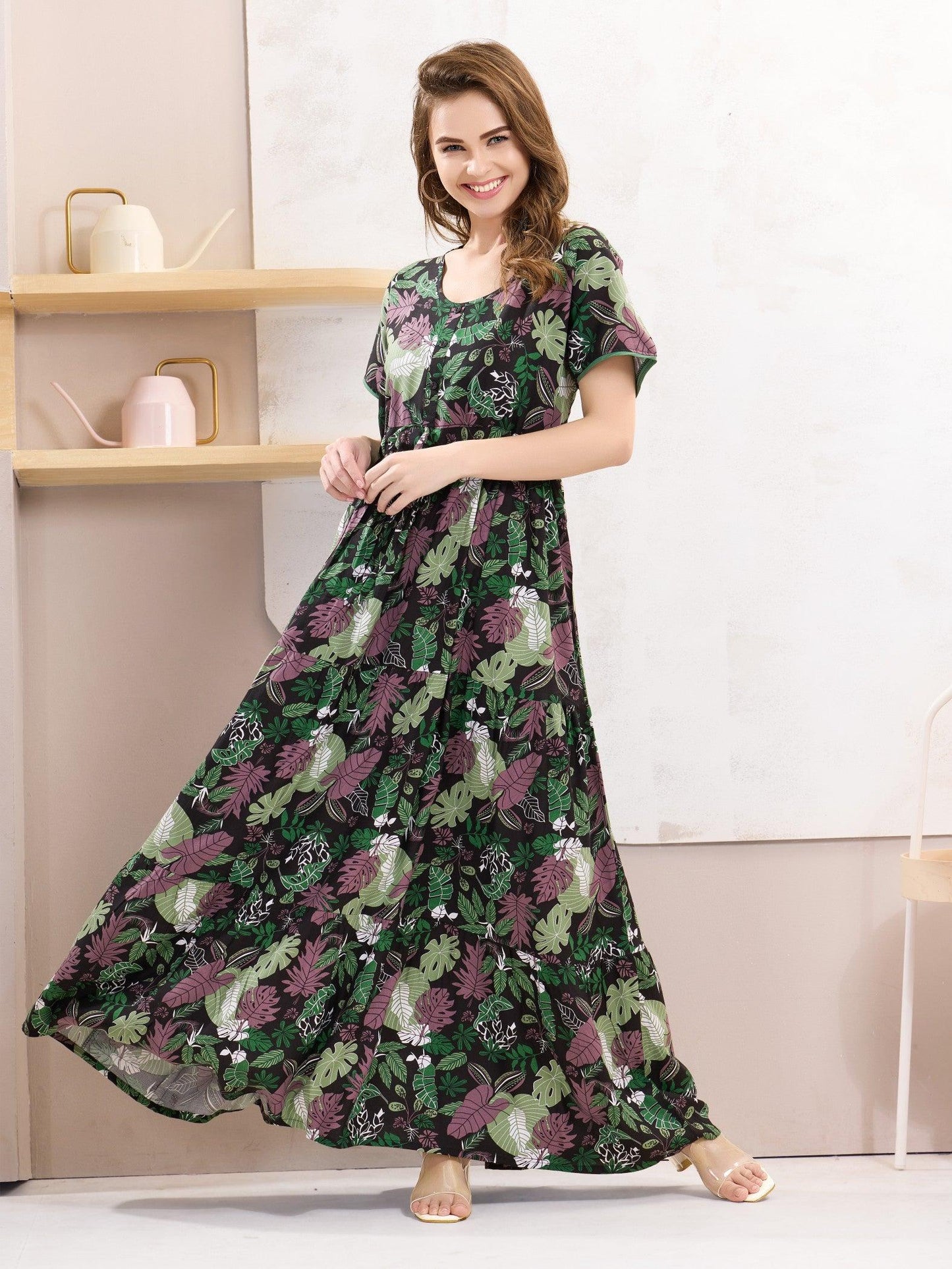 Breathable Rayon Flare Nighty – Sleep in Ultimate Comfort - floramour.in