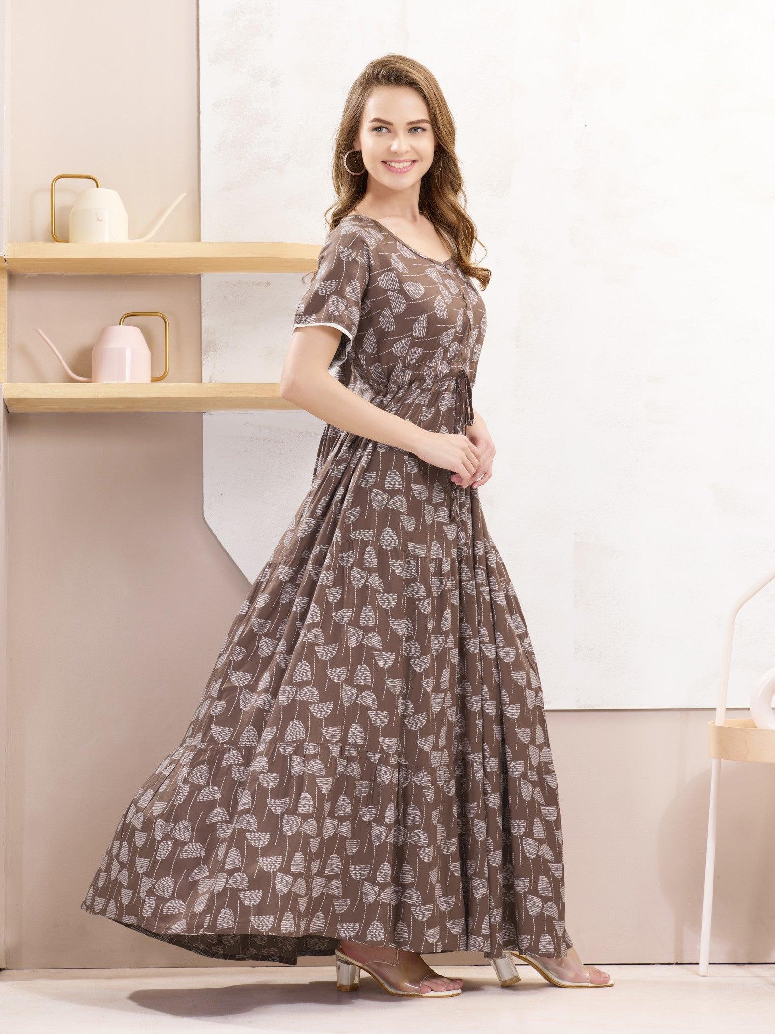 Flowy Rayon Nighty – Soft, Smooth & Elegant Design - floramour.in