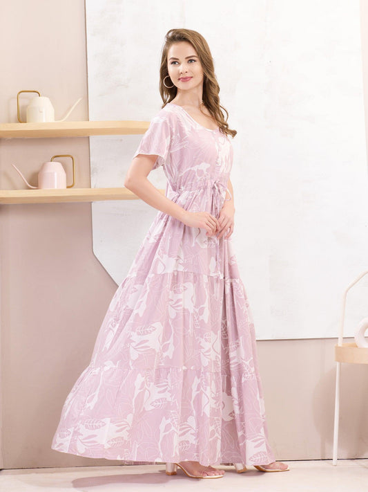Comfy Rayon Flare Nighty – Stay Relaxed All Night Long - floramour.in
