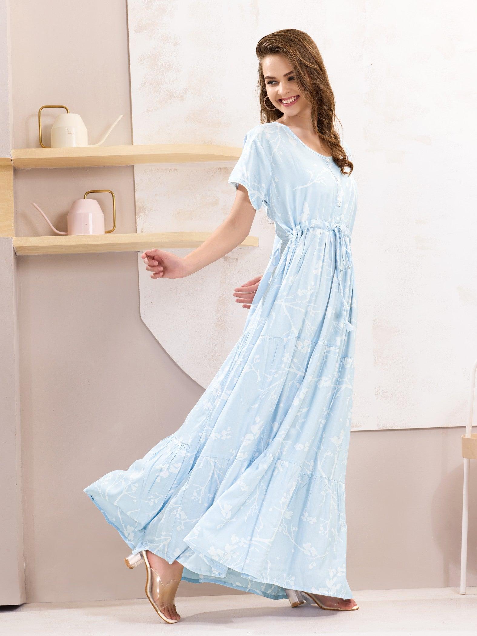 Rayon Flare Nighty – Perfect Sleepwear for Cozy Nights - floramour.in