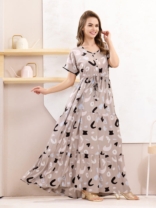 Airy Rayon Flare Nighty – Lightweight & Skin-Friendly - floramour.in