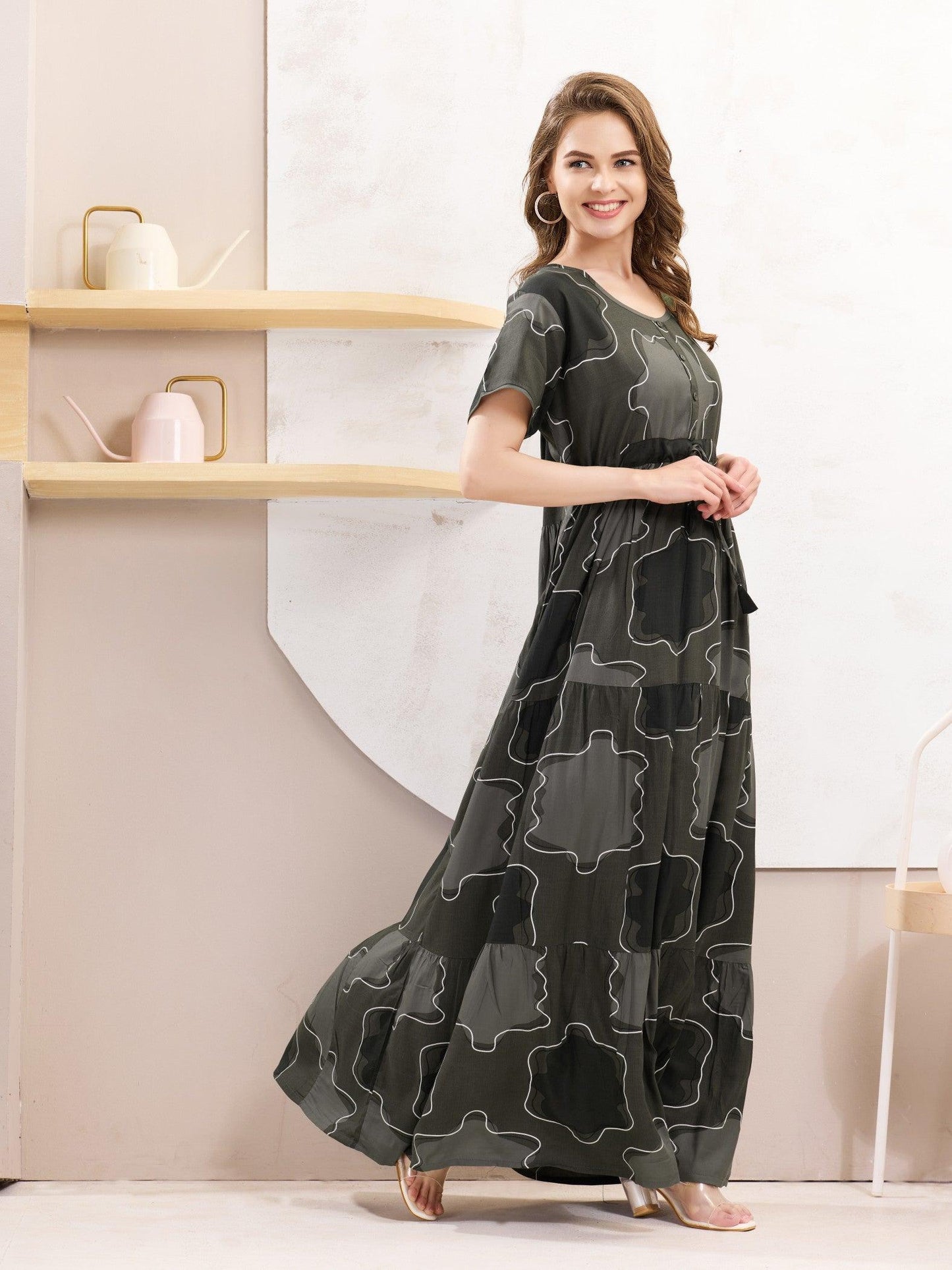 Women’s Rayon Flare Nighty – Breathable & Flowing Design - floramour.in