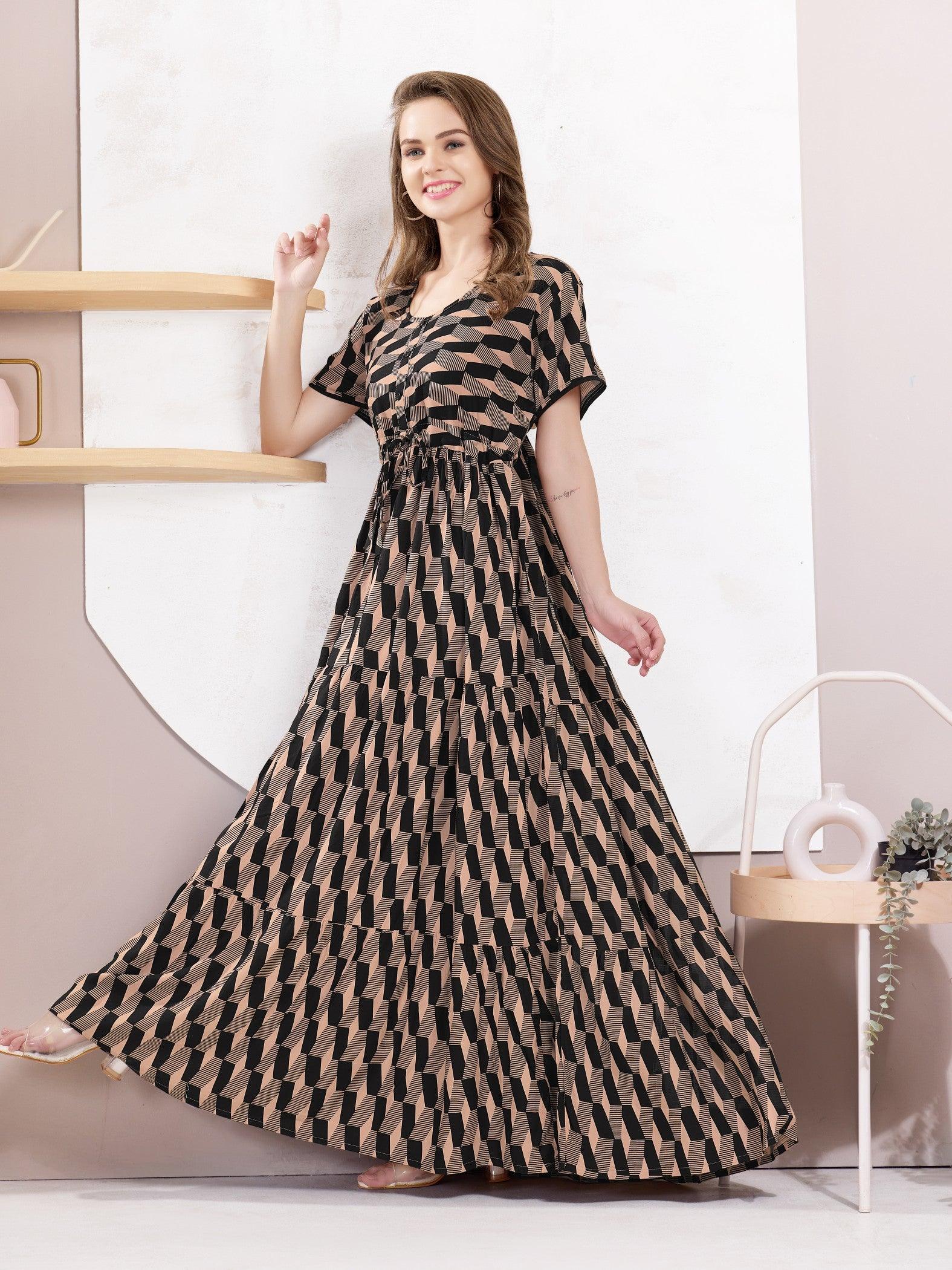 Flare Nighty in Rayon – Comfortable Nightwear for Women - floramour.in