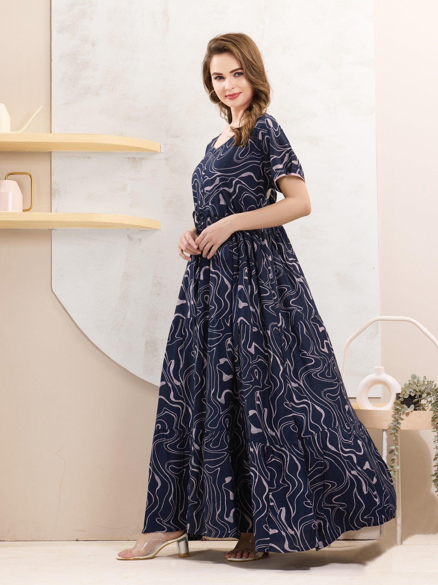 Rayon Flare Nighty for Women – Perfect for Night & Lounge - floramour.in