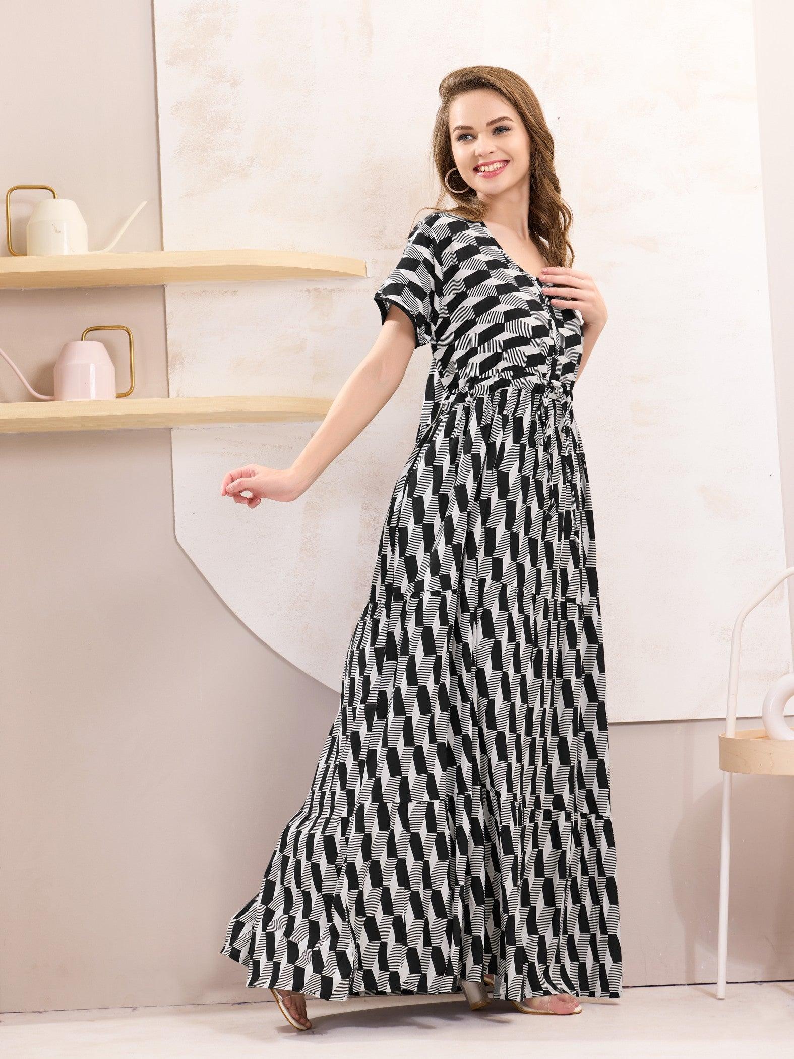 Rayon Nighty for Women – Flared Design for Extra Elegance - floramour.in