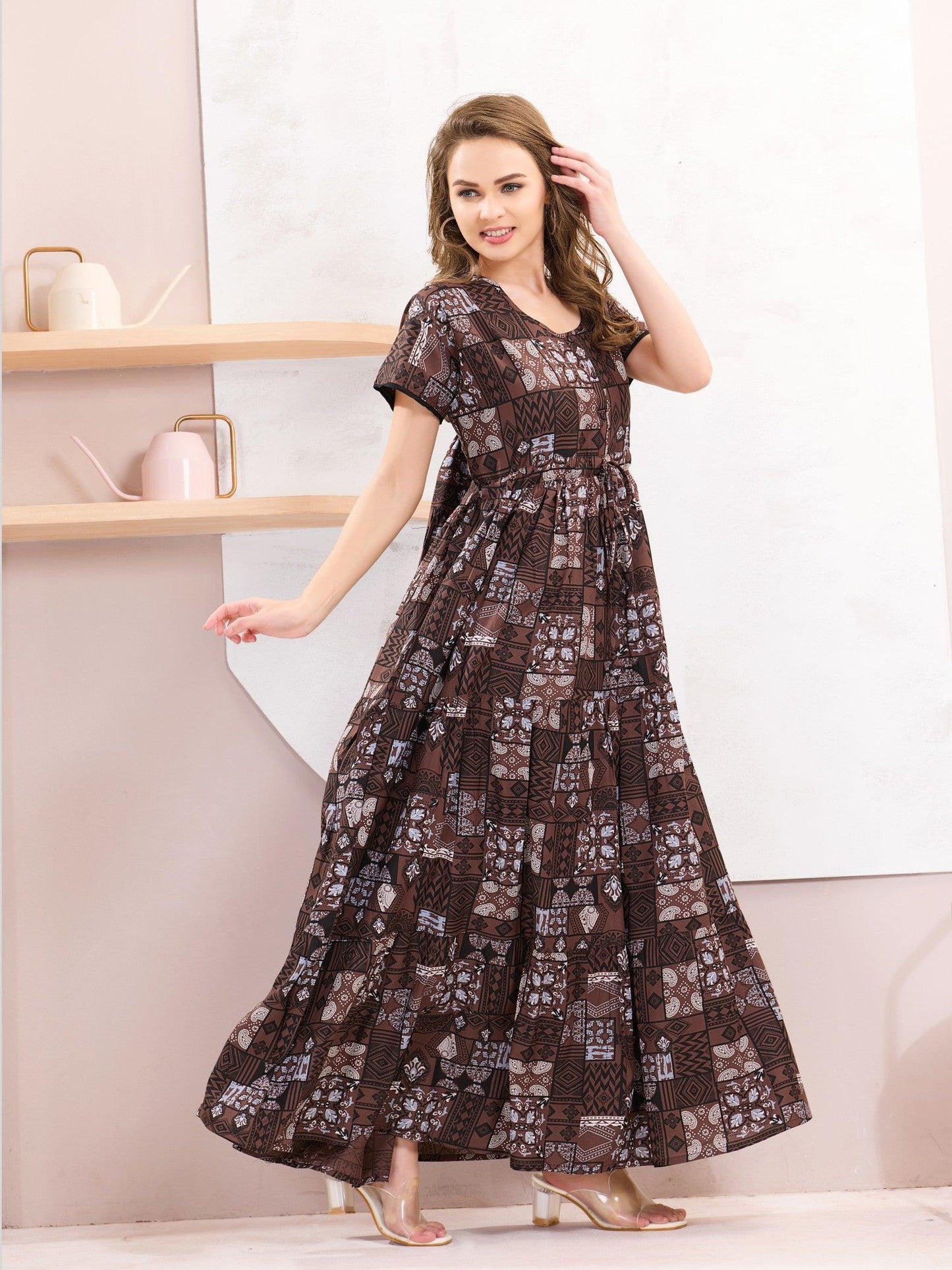 Rayon Flare Nighty – Elegant & Cozy Sleepwear Choice - floramour.in