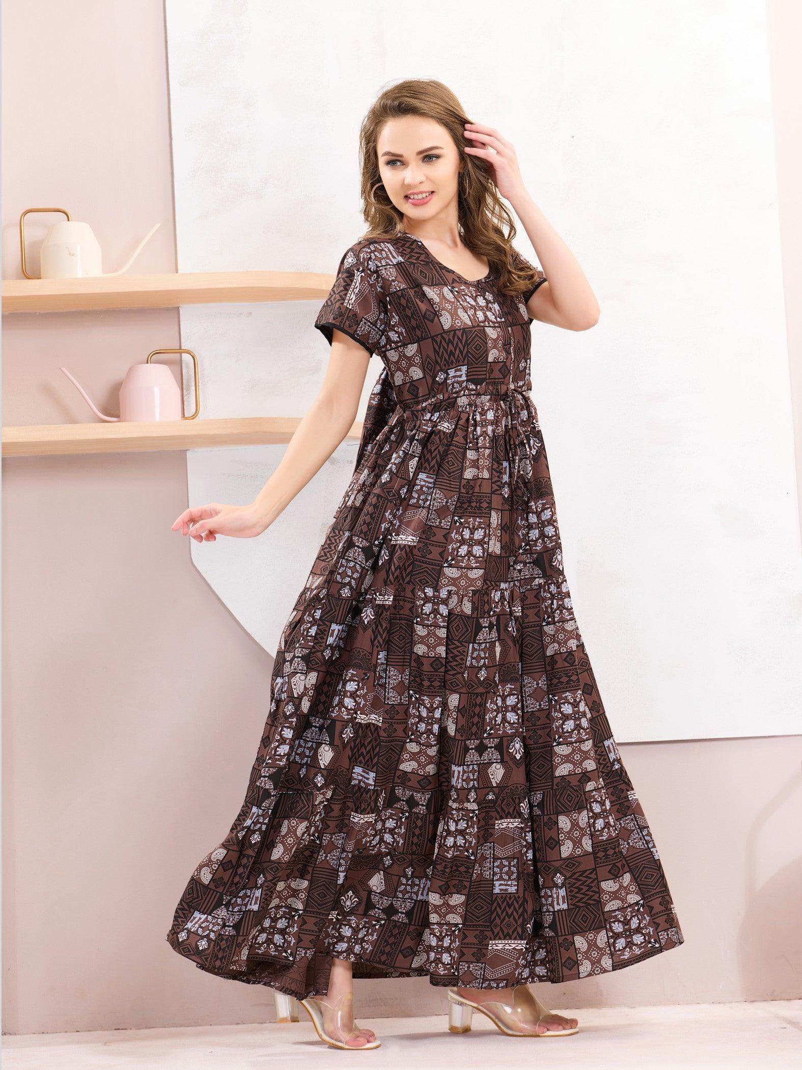 Rayon Flare Nighty – Elegant & Cozy Sleepwear Choice - floramour.in