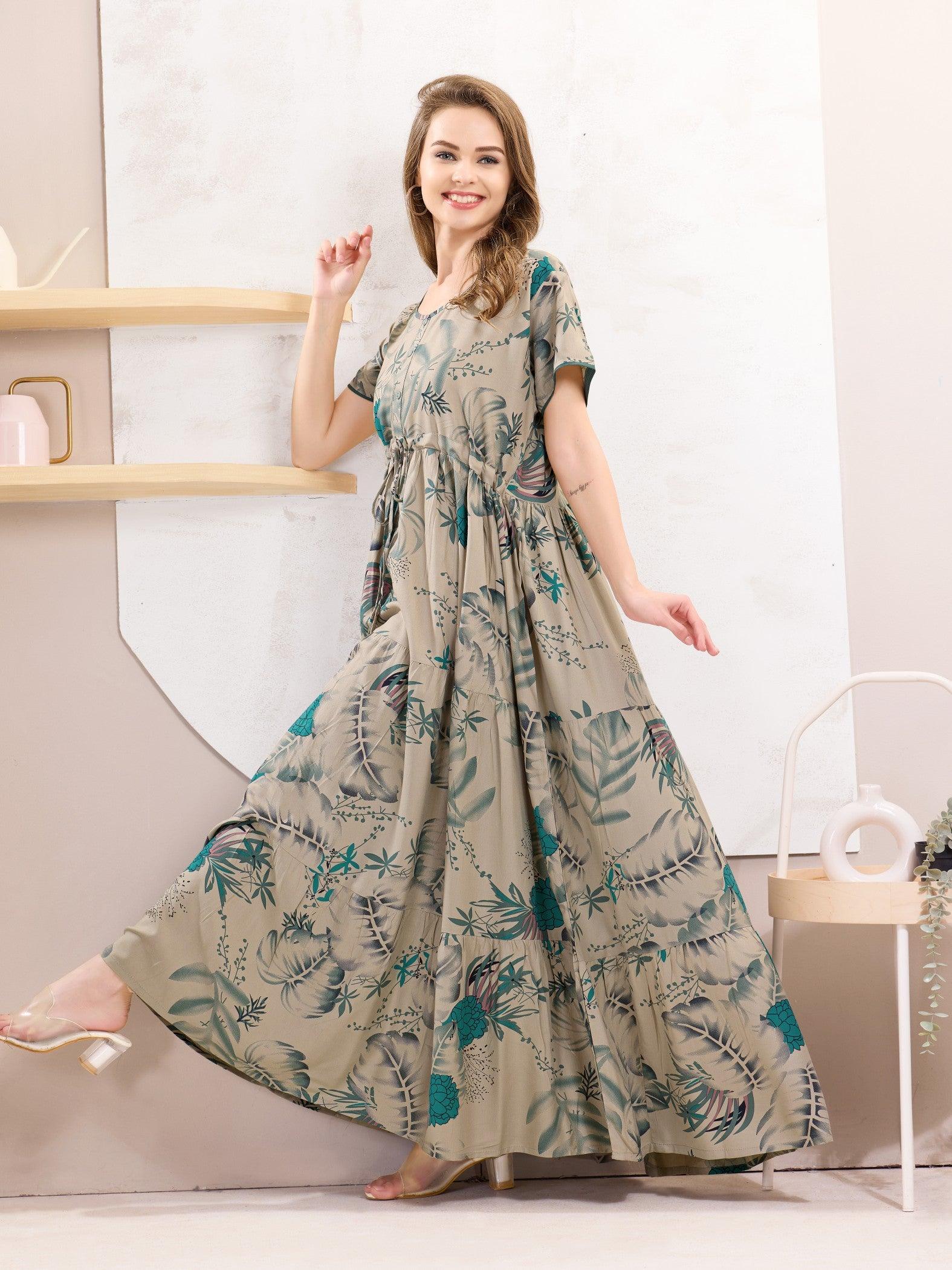 Rayon Flare Nighty – Everyday Luxury for Your Nightwear - floramour.in