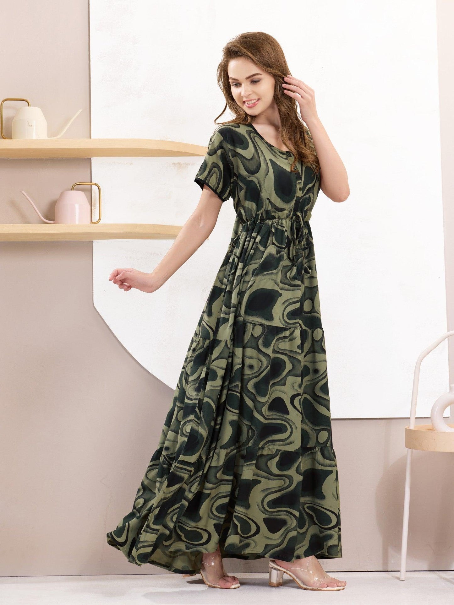 Rayon Flare Nighty – Beautifully Crafted for a Relaxing Sleep - floramour.in