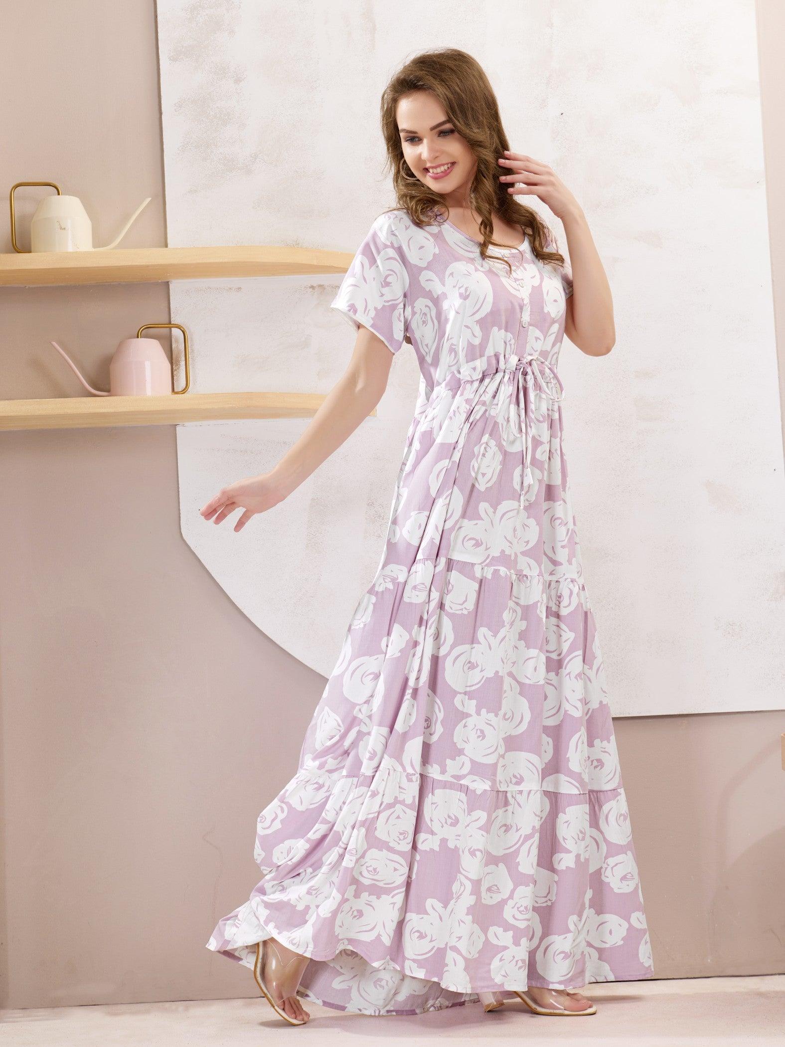 Rayon Flare Nighty – A Relaxing Essential for Your Wardrobe - floramour.in