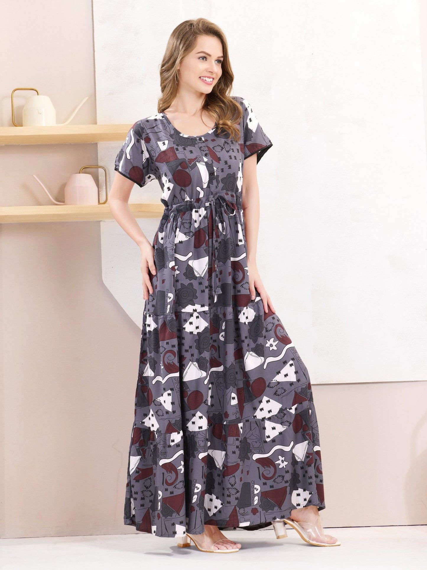 Rayon Flare Nighty – The Perfect Blend of Style & Comfort - floramour.in