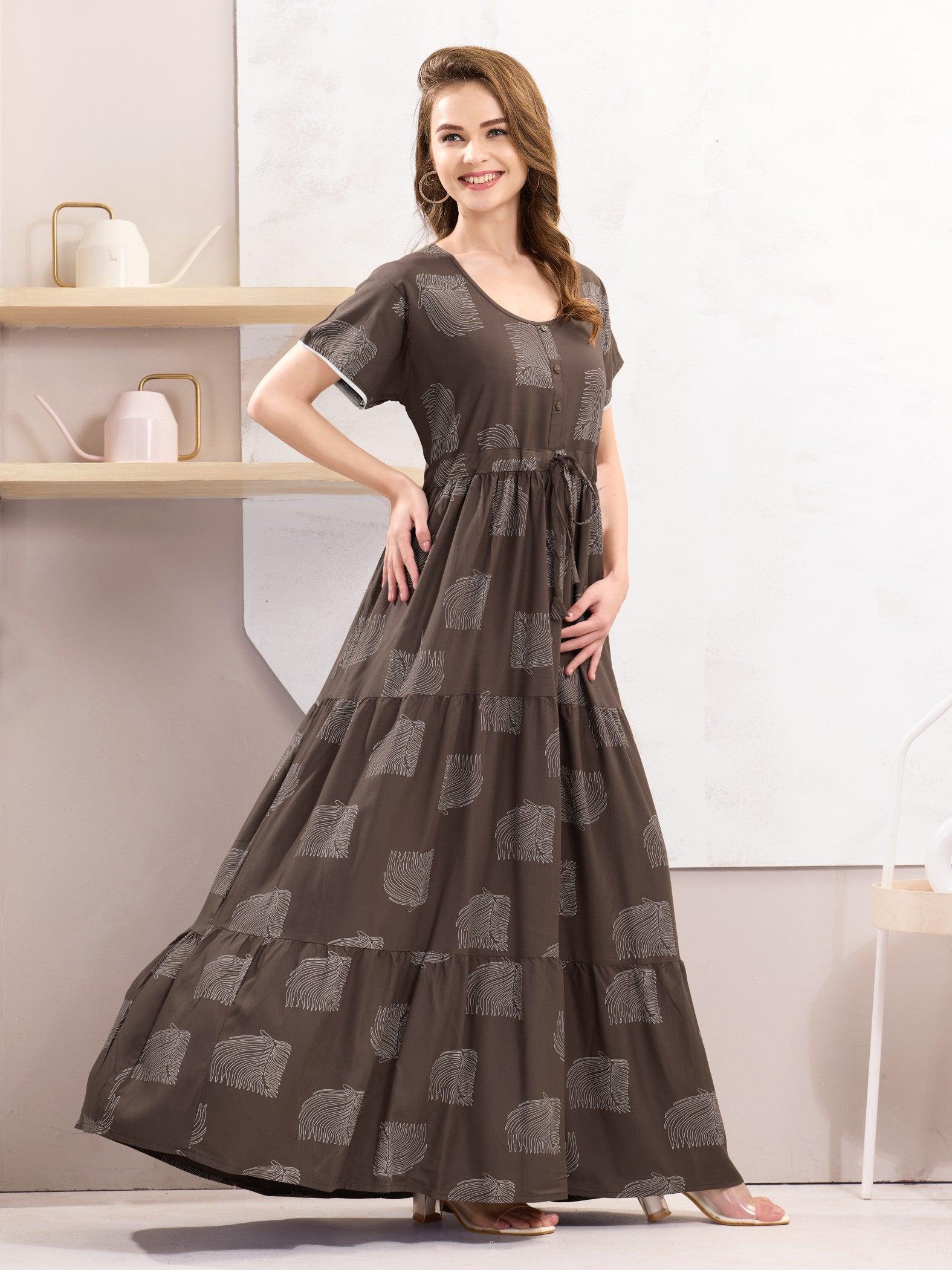 Rayon Flare Nighty – Luxurious Comfort for Peaceful Nights - floramour.in