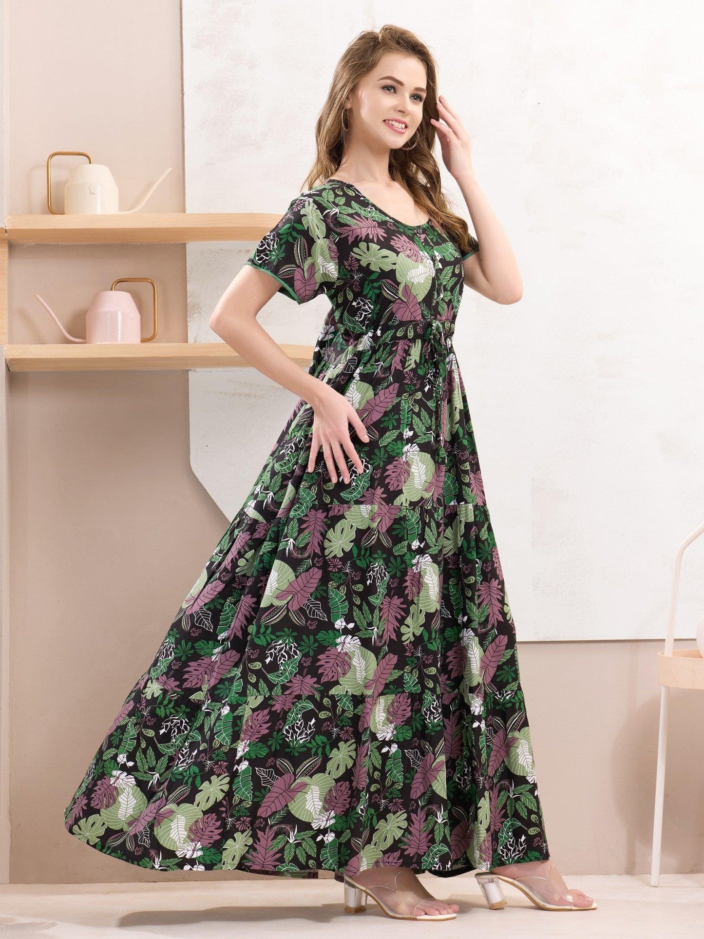 Breathable Rayon Flare Nighty – Sleep in Ultimate Comfort - floramour.in