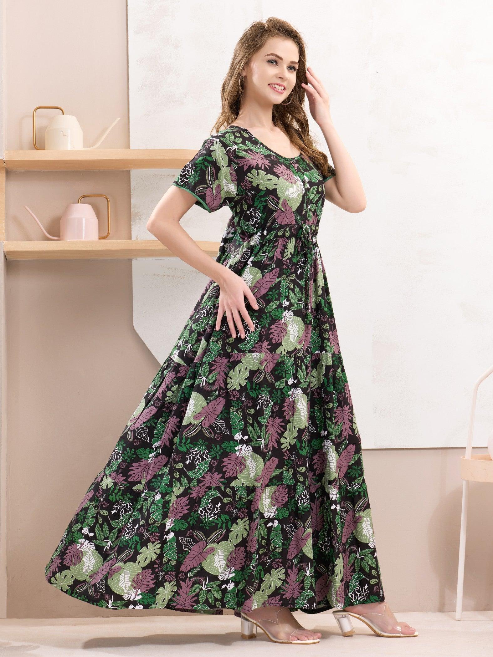 Breathable Rayon Flare Nighty – Sleep in Ultimate Comfort - floramour.in