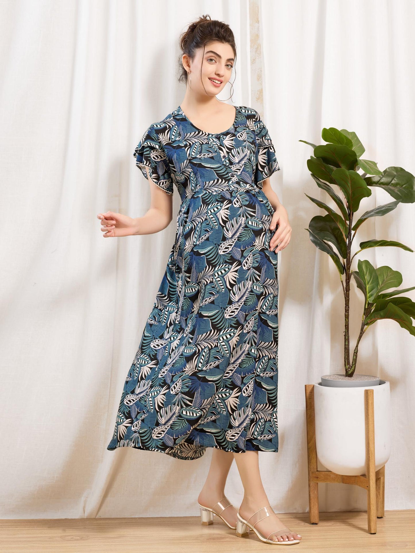 Comfortable Rayon Maternity Nighty for Pregnant Women
