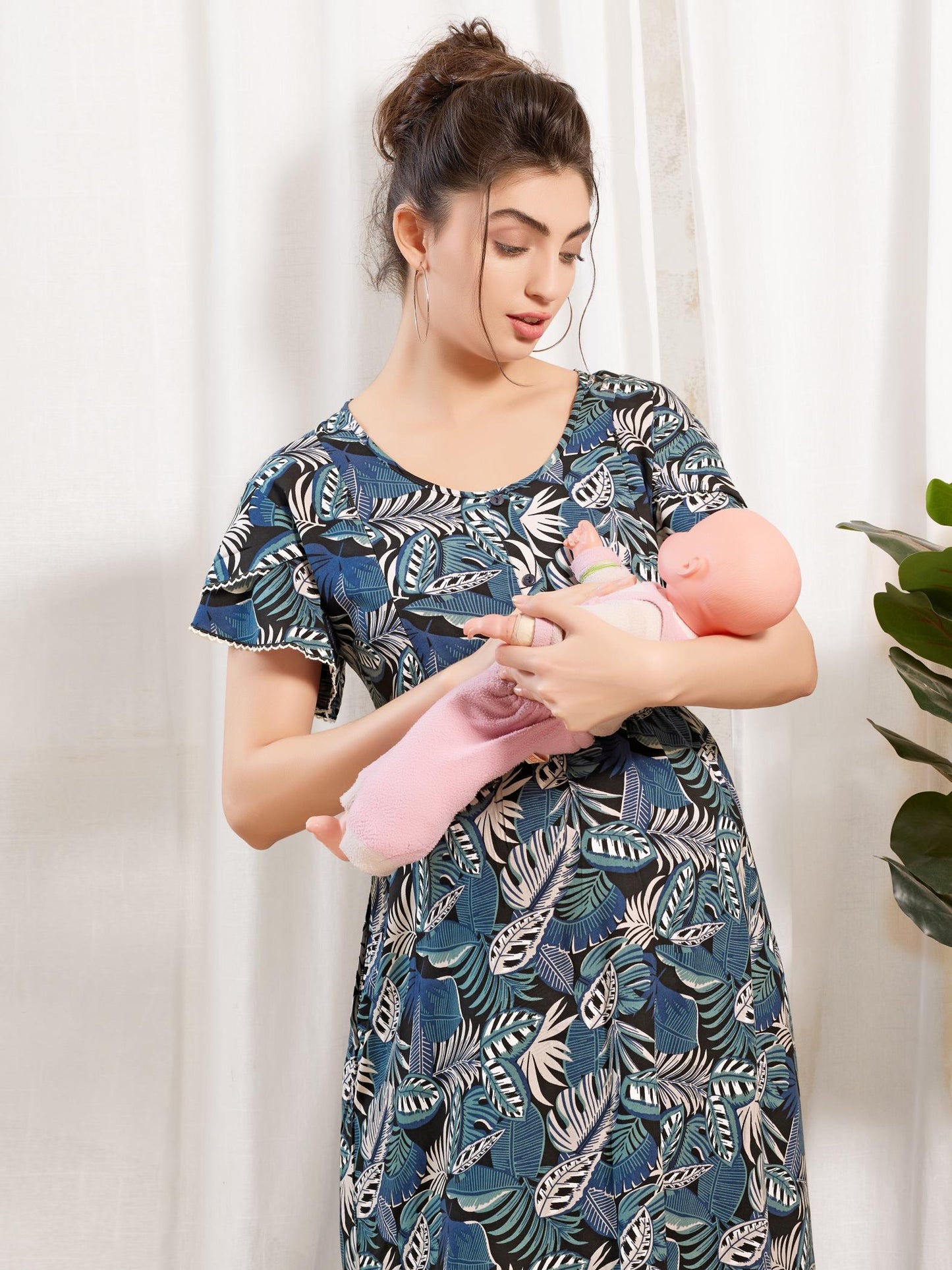 Comfortable Rayon Maternity Nighty for Pregnant Women