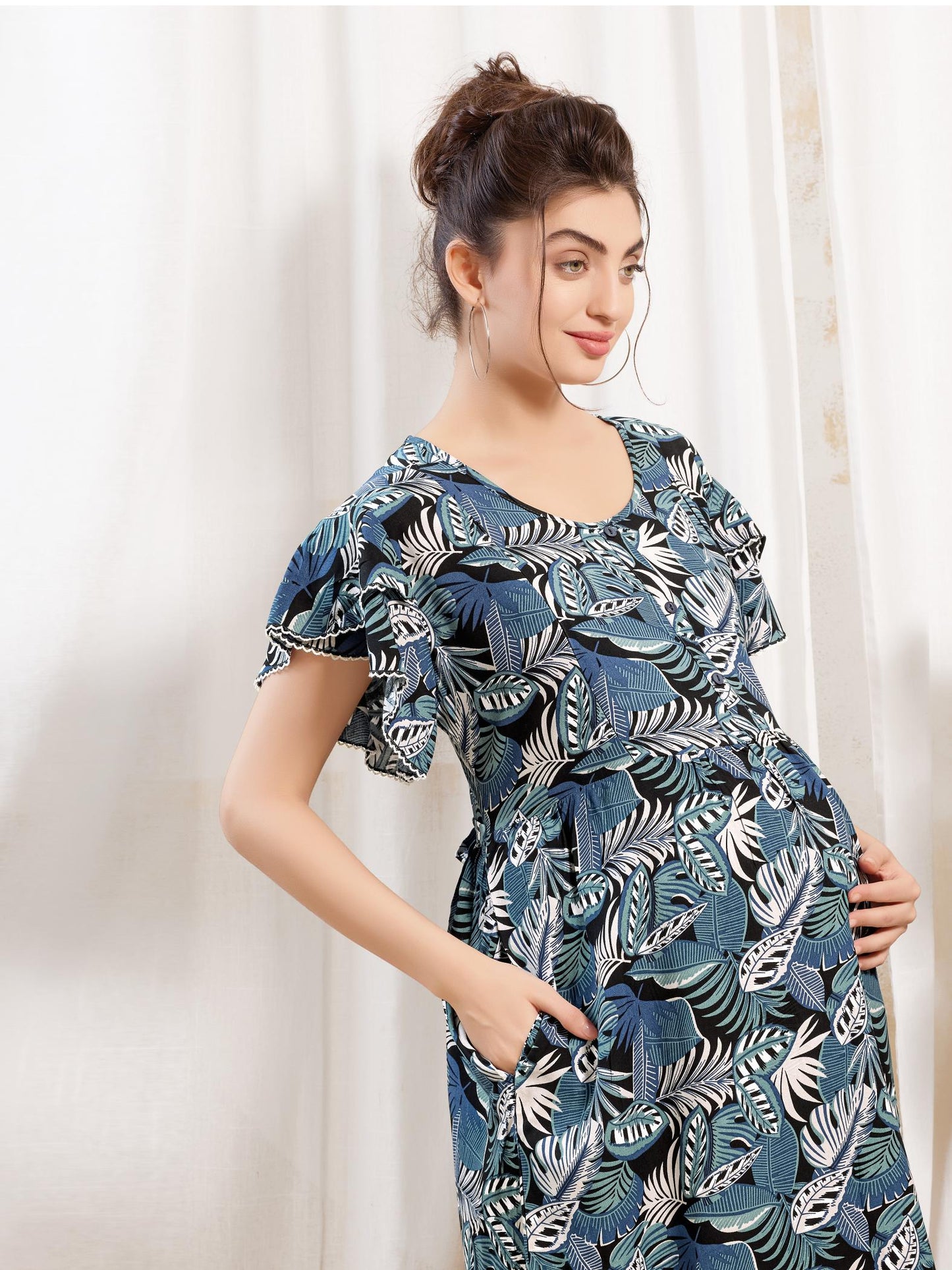 Comfortable Rayon Maternity Nighty for Pregnant Women