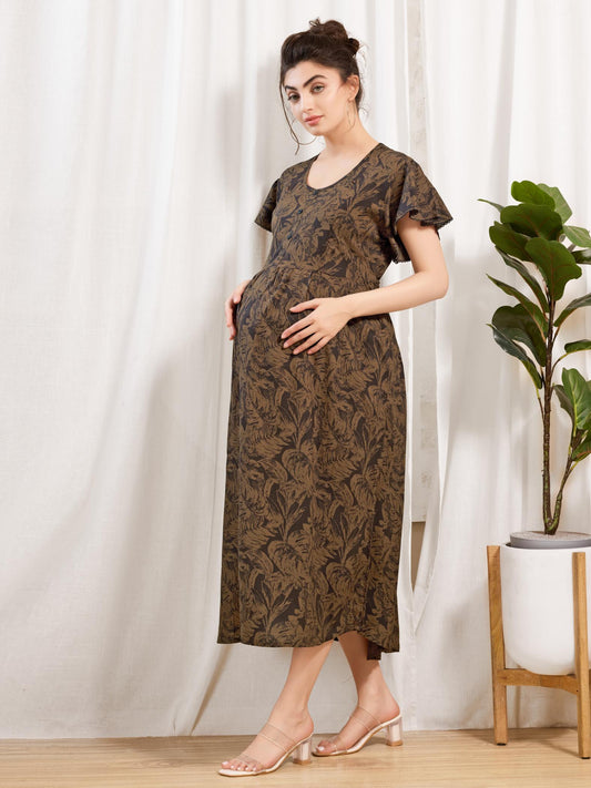 Rayon Maternity Nighty with Zipper