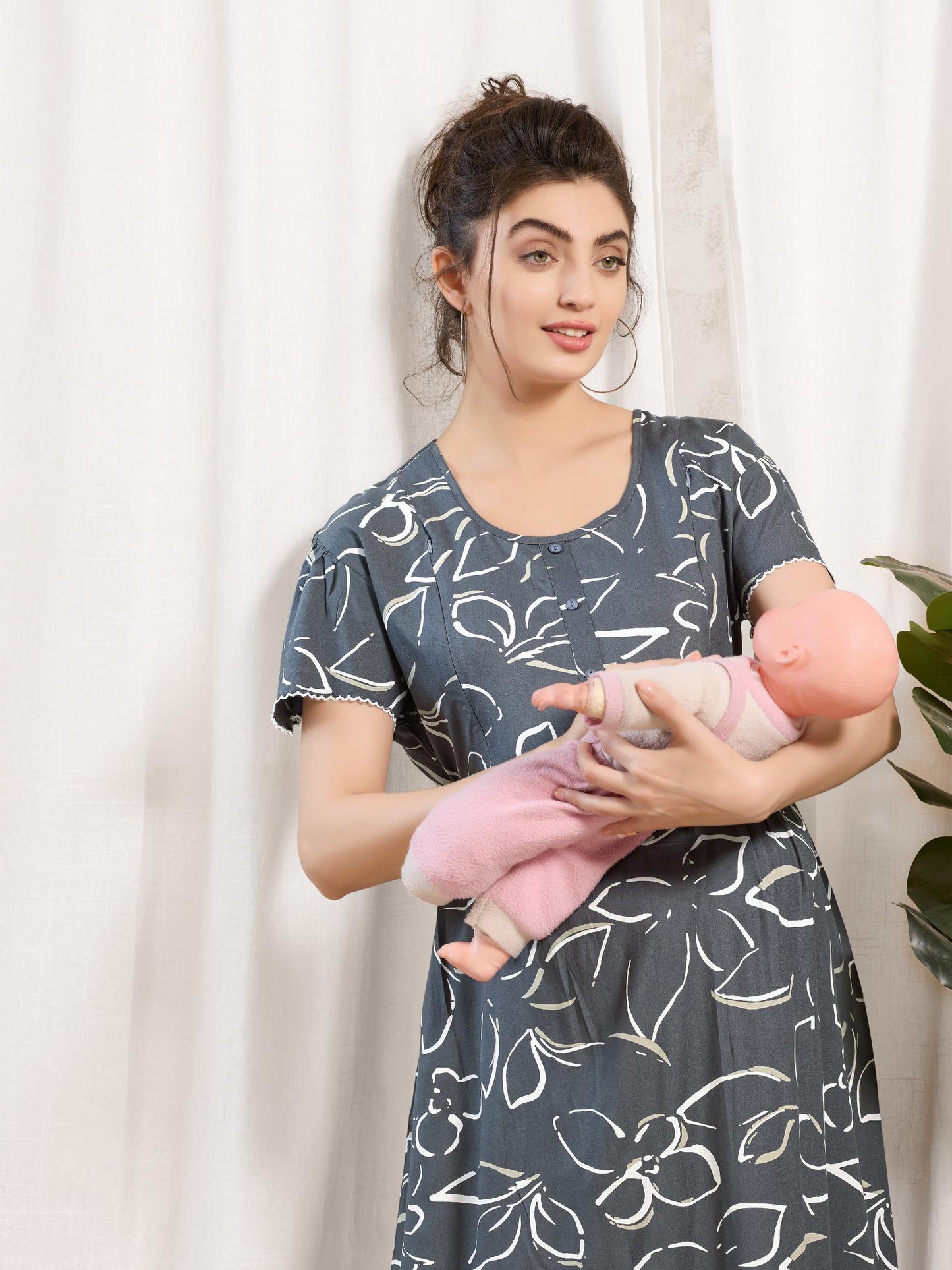 Trendy Rayon Nighty for Expecting Mothers