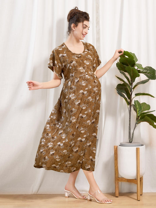 Cotton Rayon Maternity Nighty for Women