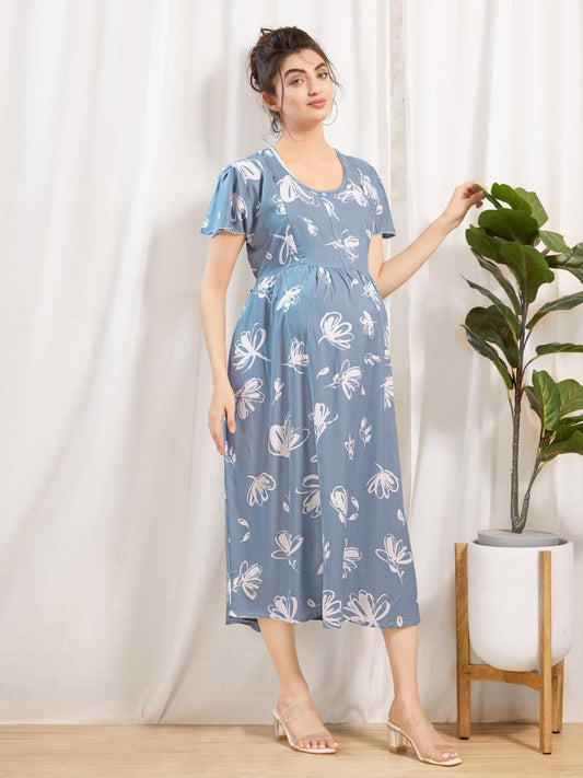 Rayon Maternity Nighty for Women