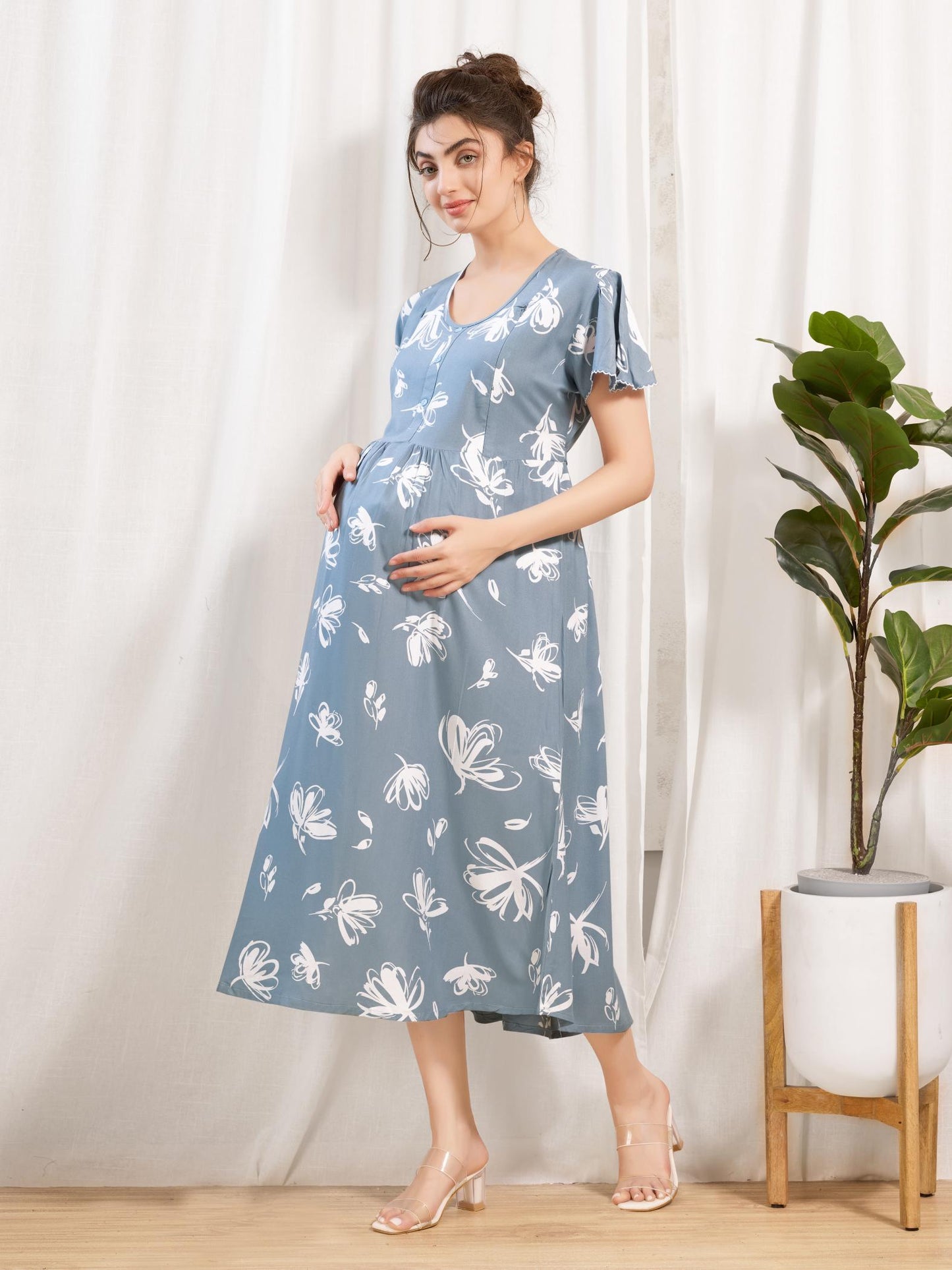 Rayon Maternity Nighty for Women