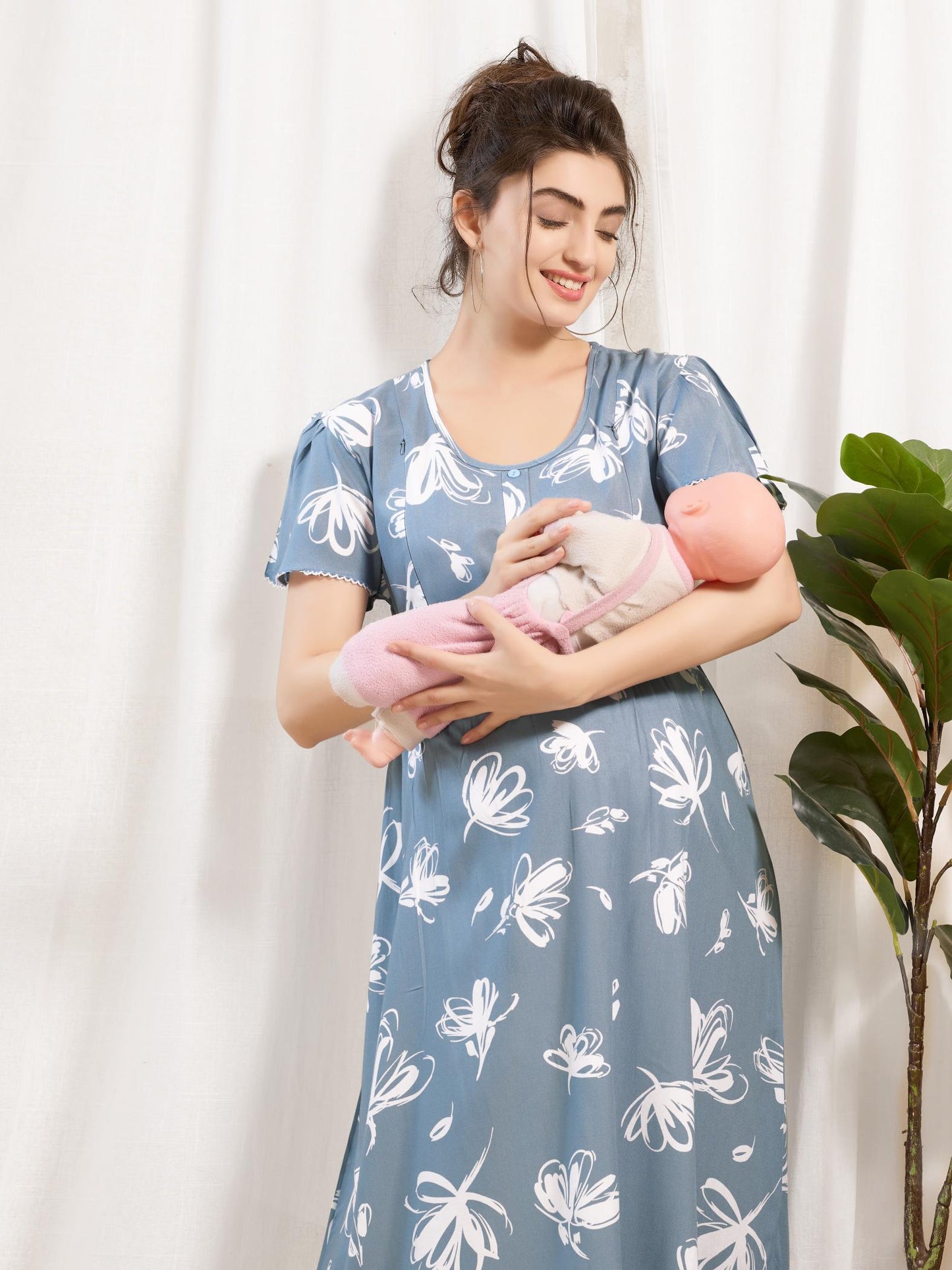 Rayon Maternity Nighty for Women