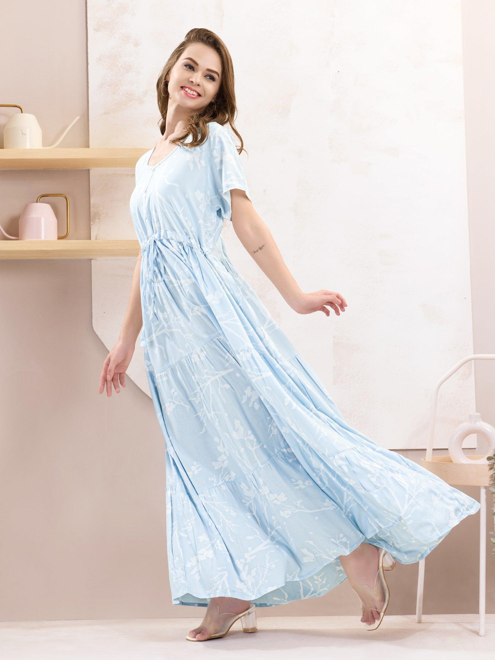 Rayon Flare Nighty – Perfect Sleepwear for Cozy Nights - floramour.in