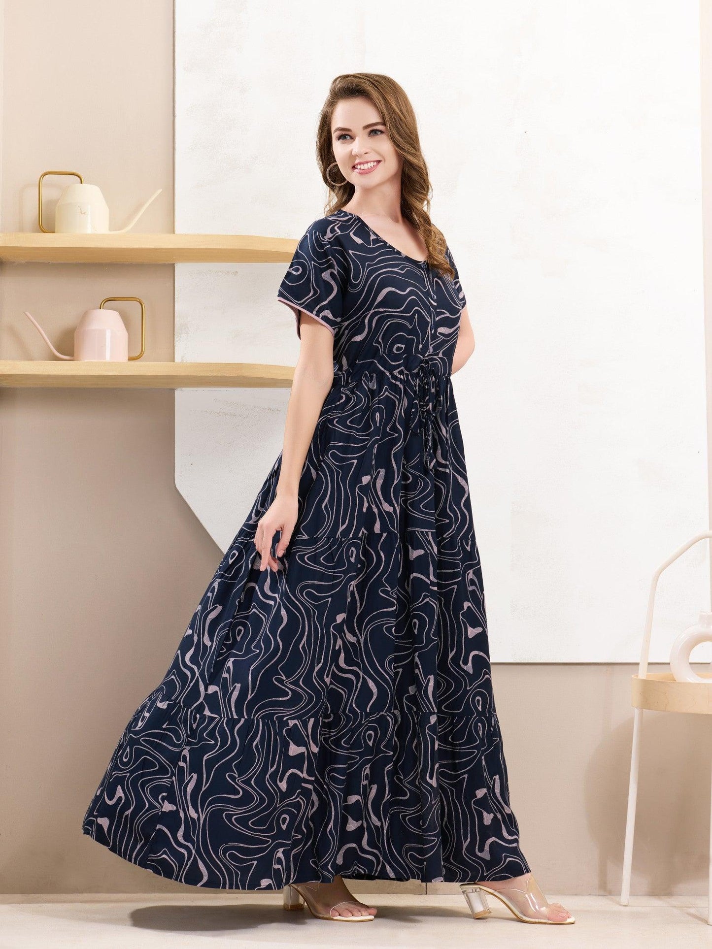 Rayon Flare Nighty for Women – Perfect for Night & Lounge - floramour.in