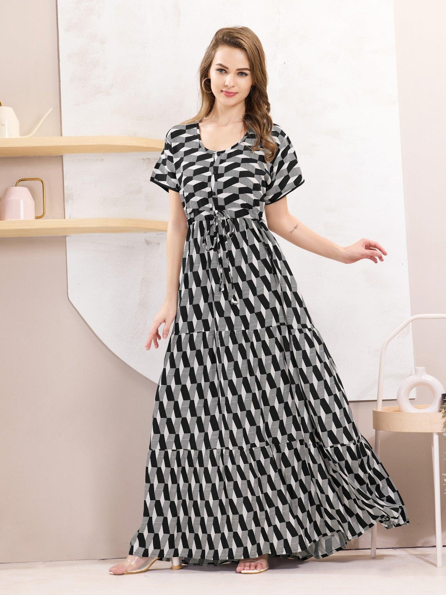 Rayon Nighty for Women – Flared Design for Extra Elegance - floramour.in