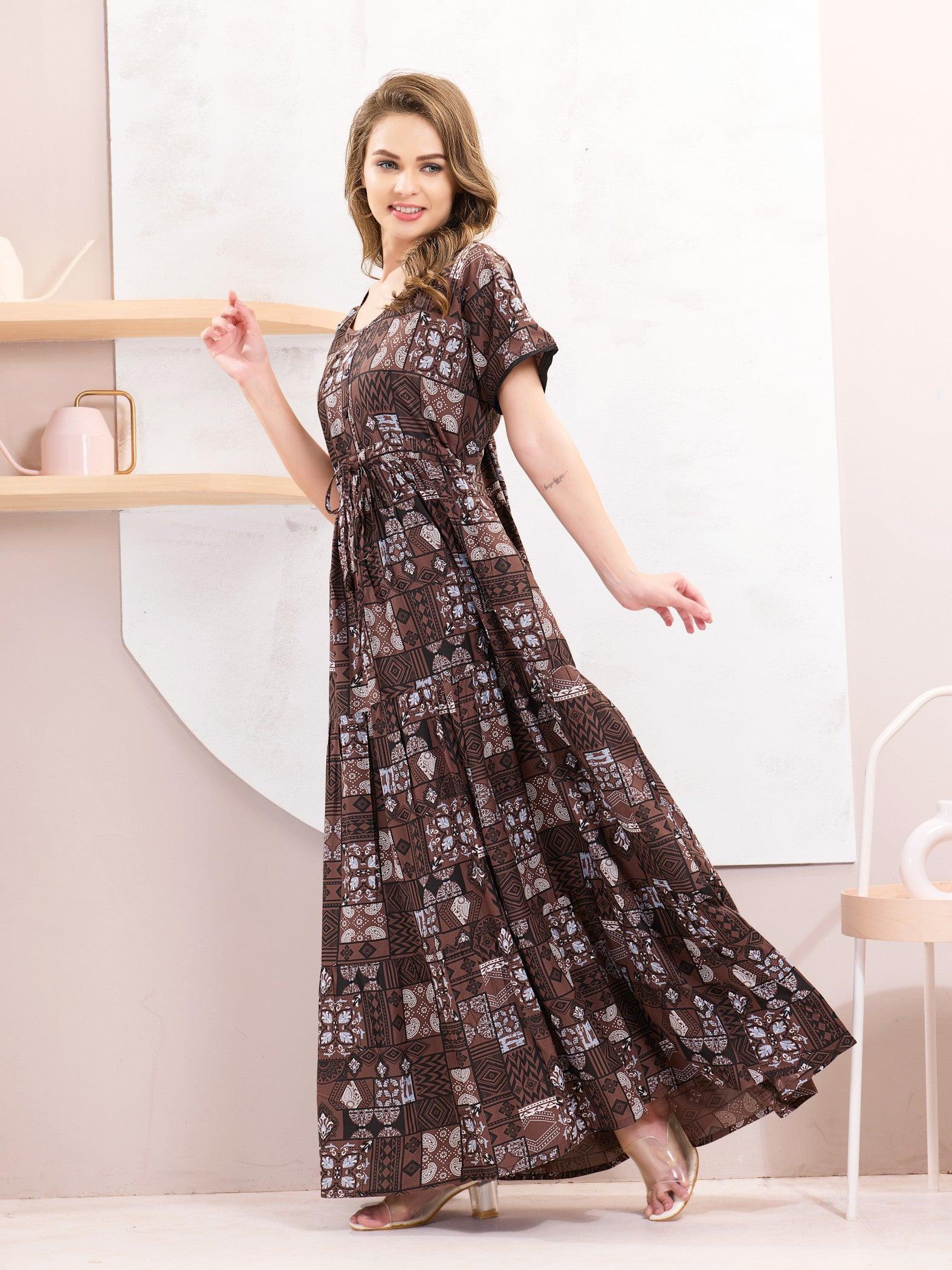 Rayon Flare Nighty – Elegant & Cozy Sleepwear Choice - floramour.in