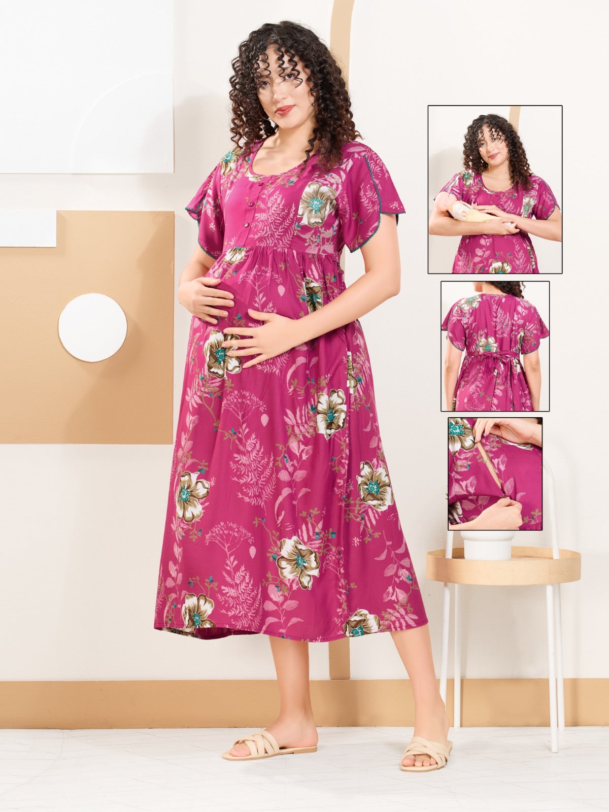 Comfort Fit Rayon Maternity Nighty – Ideal for Pregnancy & Nursing