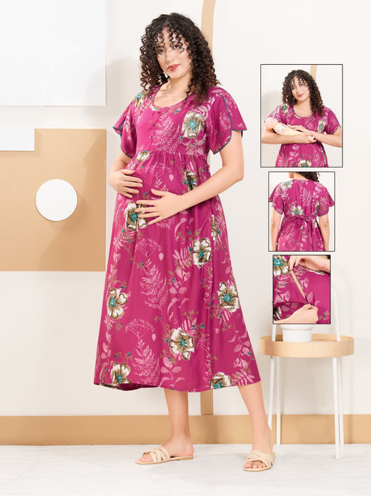 Comfort Fit Rayon Maternity Nighty – Ideal for Pregnancy & Nursing