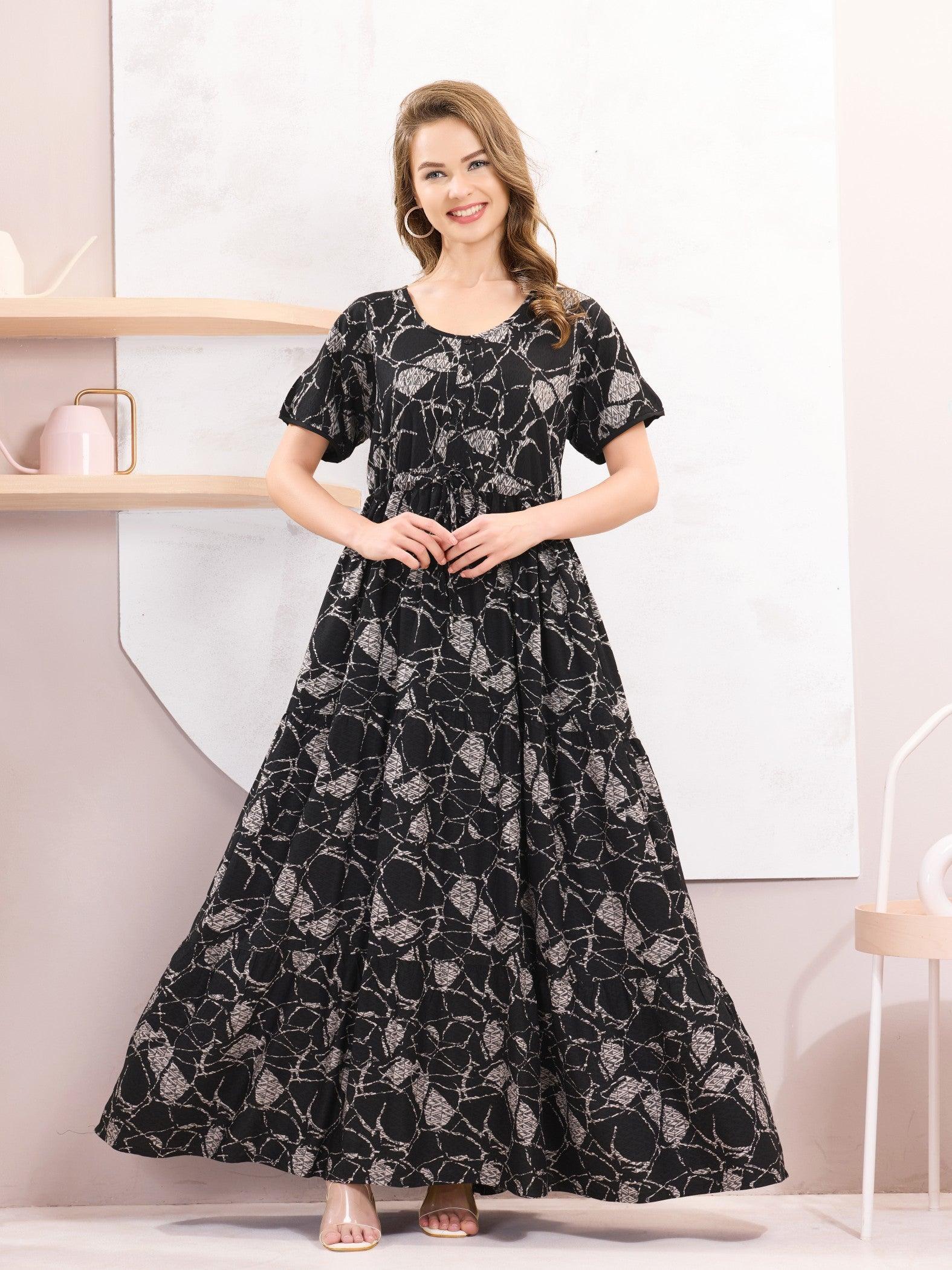 Classic Rayon Flare Nighty – Timeless Sleepwear for Women - floramour.in