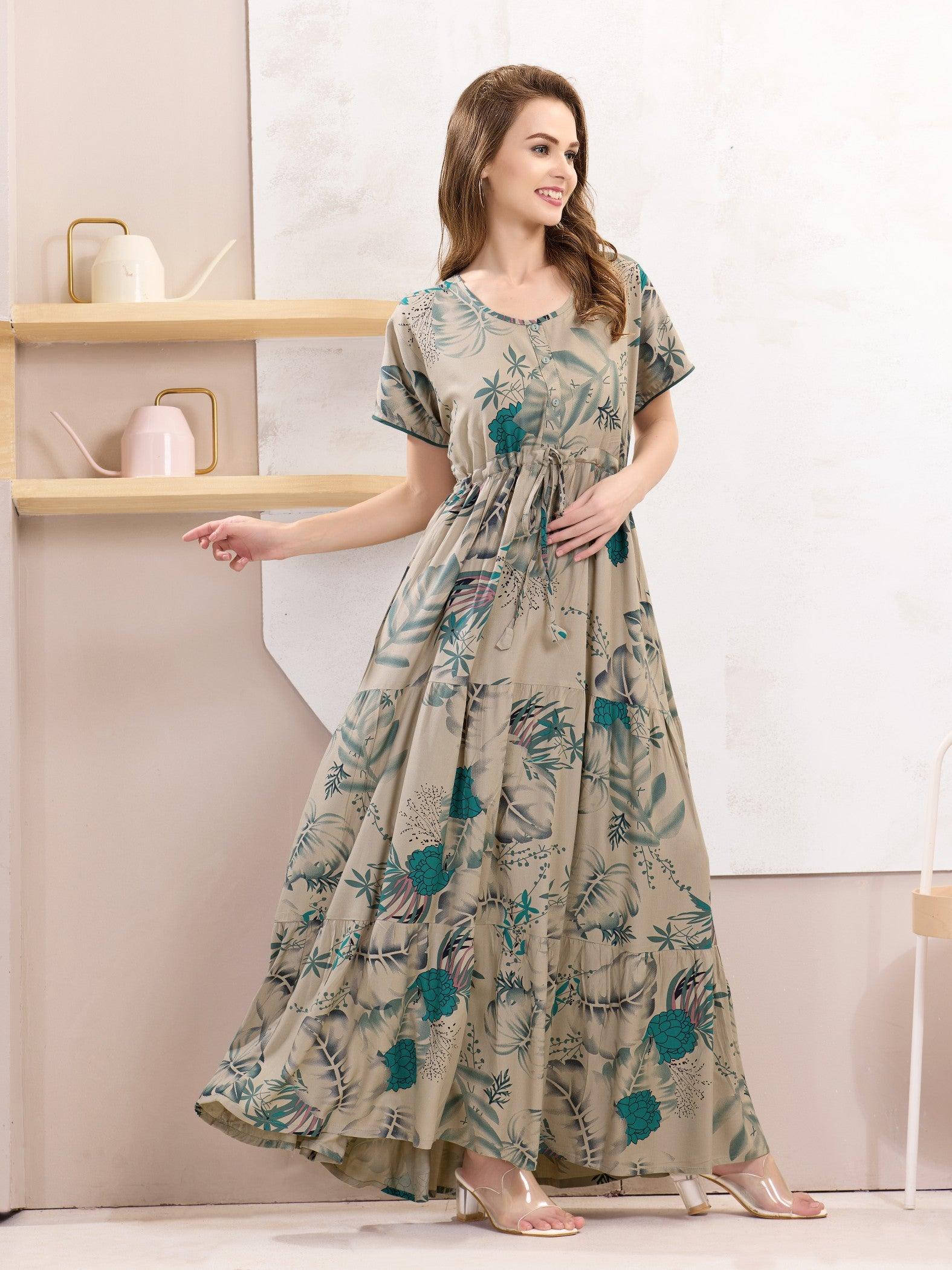 Rayon Flare Nighty – Everyday Luxury for Your Nightwear - floramour.in