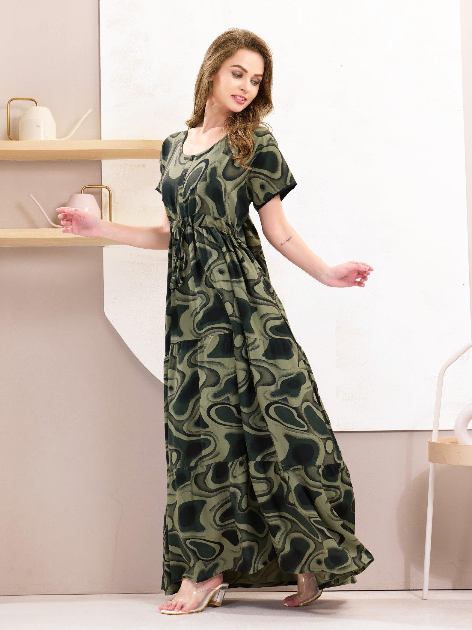 Rayon Flare Nighty – Beautifully Crafted for a Relaxing Sleep - floramour.in
