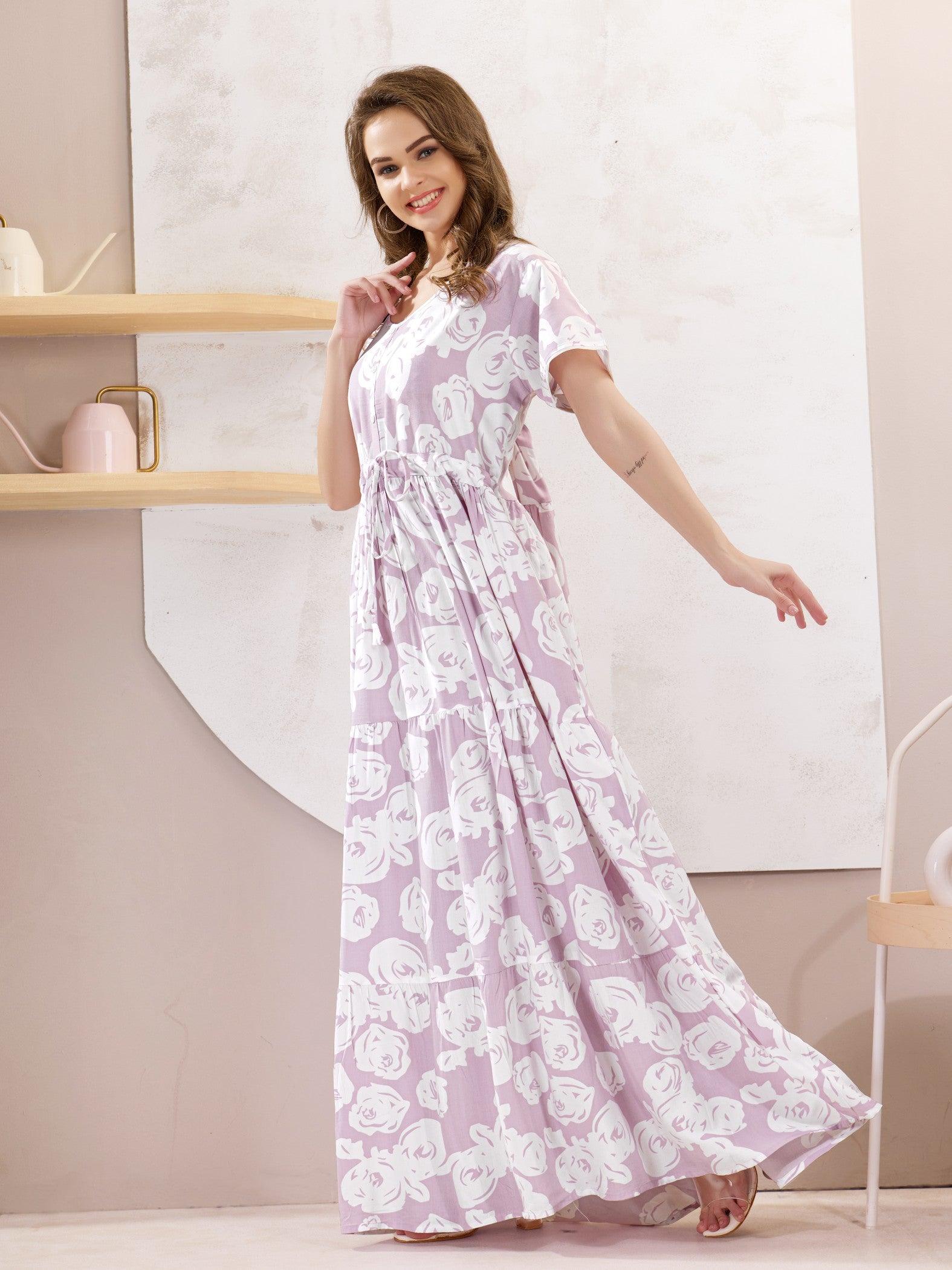 Rayon Flare Nighty – A Relaxing Essential for Your Wardrobe - floramour.in