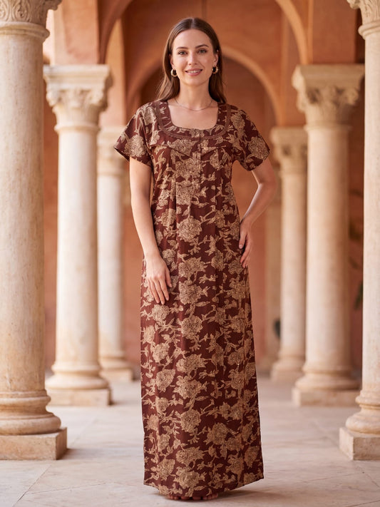 Women’s Floral Cotton Night Dress – Lightweight & Comfortable