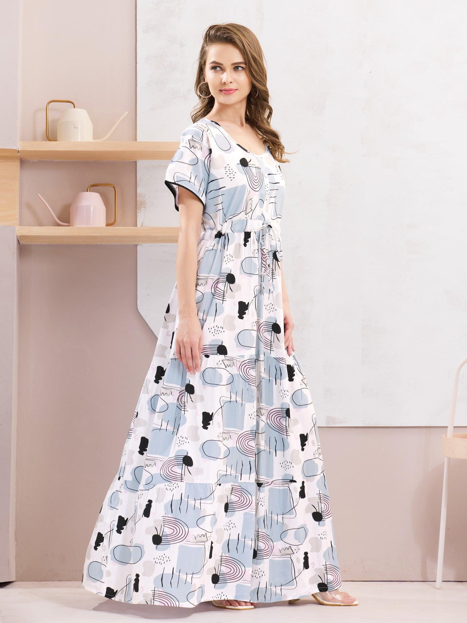 Premium Rayon Flare Nighty – Relax in Style - floramour.in