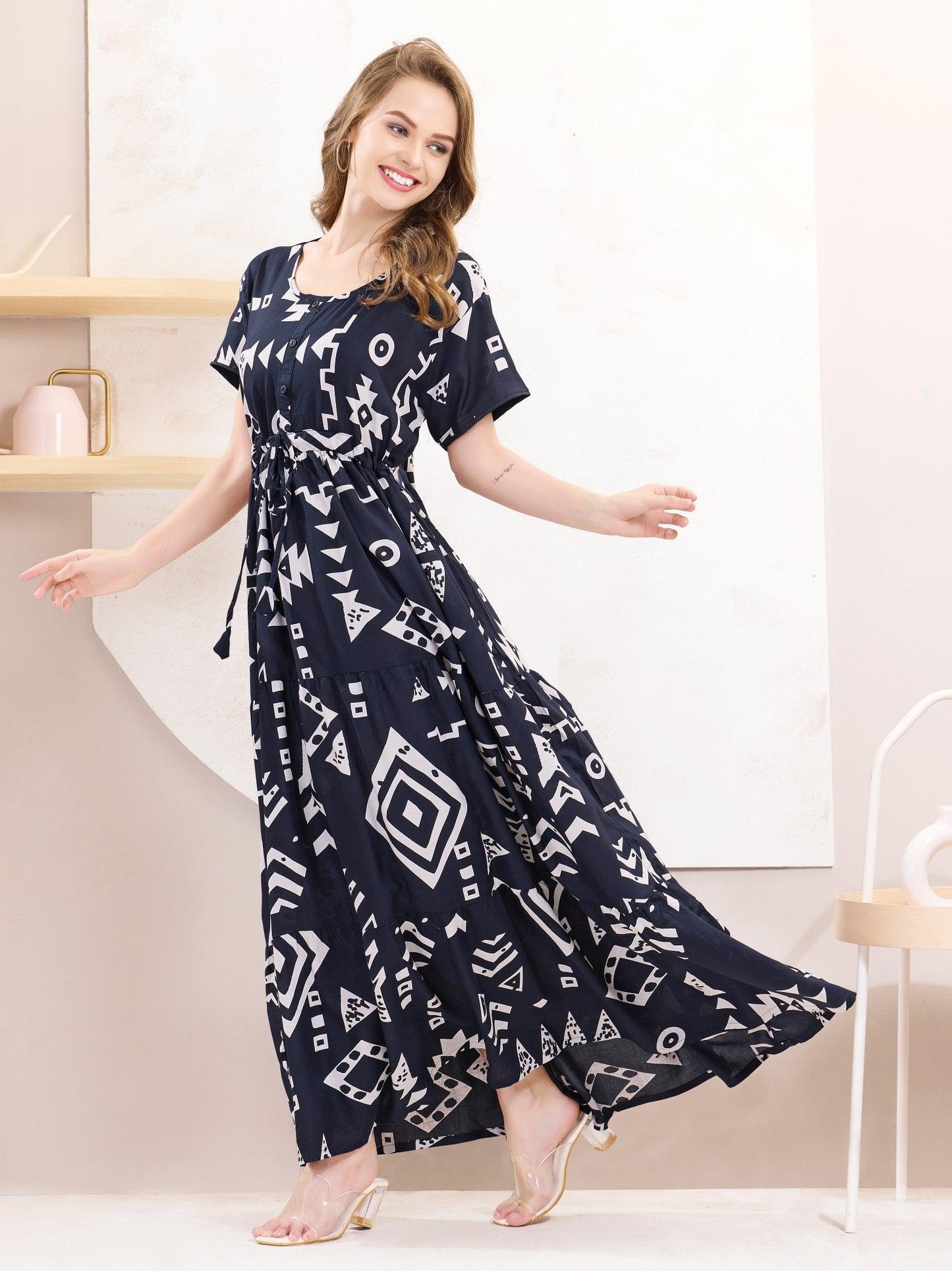 Ultra-Comfortable Rayon Flare Nighty - floramour.in