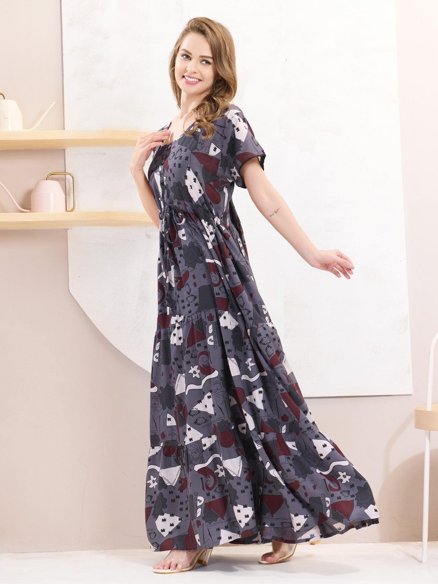 Rayon Flare Nighty – The Perfect Blend of Style & Comfort - floramour.in