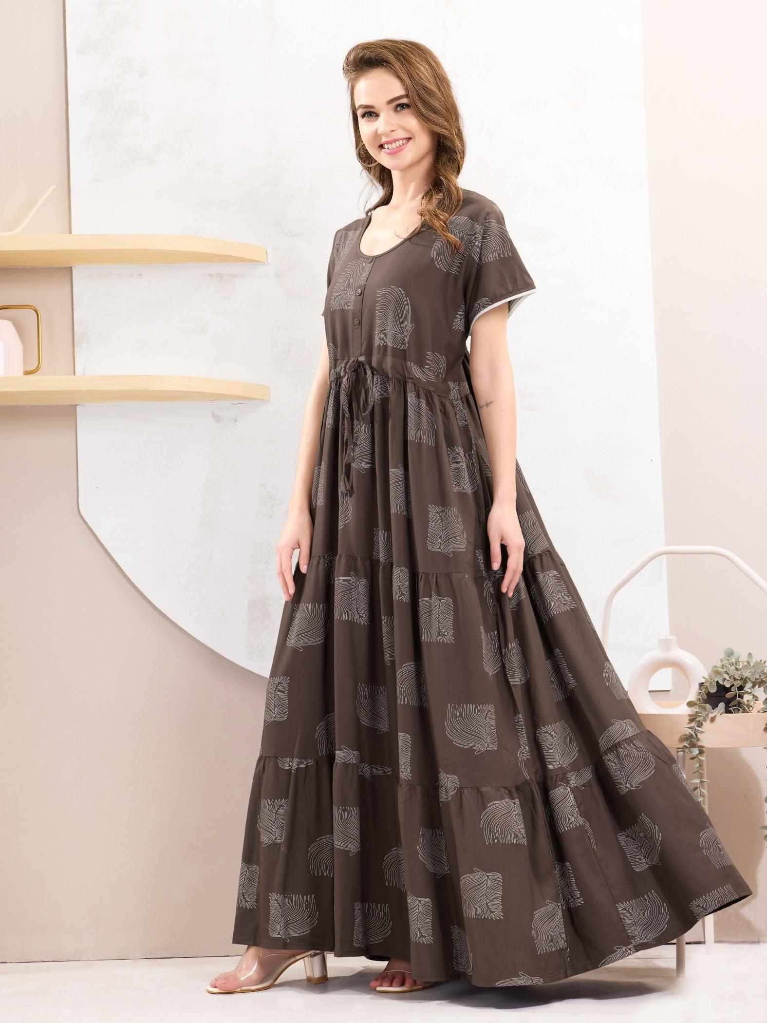 Rayon Flare Nighty – Luxurious Comfort for Peaceful Nights - floramour.in