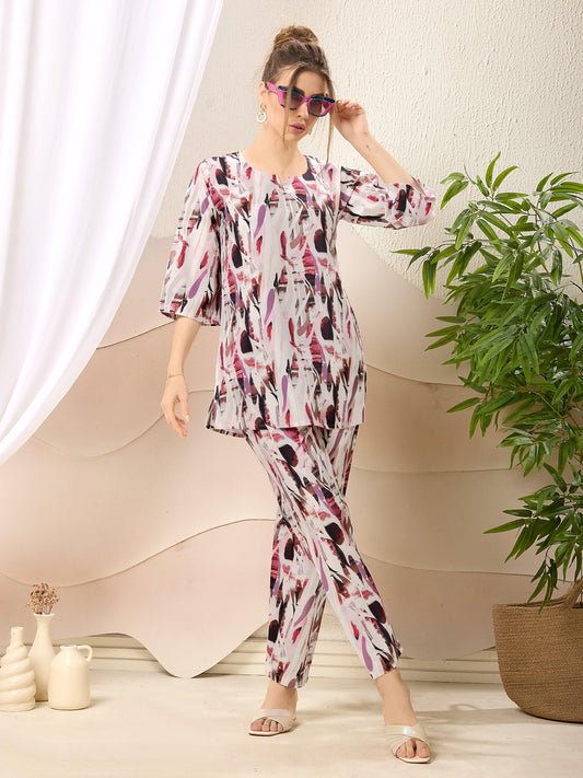 Floramour's Abstract Print Rayon Co-Ord Set - floramour.in