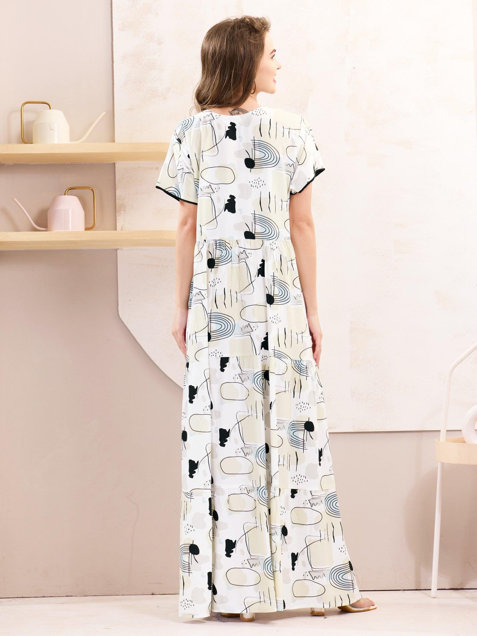 Flare Rayon Nighty – Soft, Lightweight & Elegant Nightwear - floramour.in