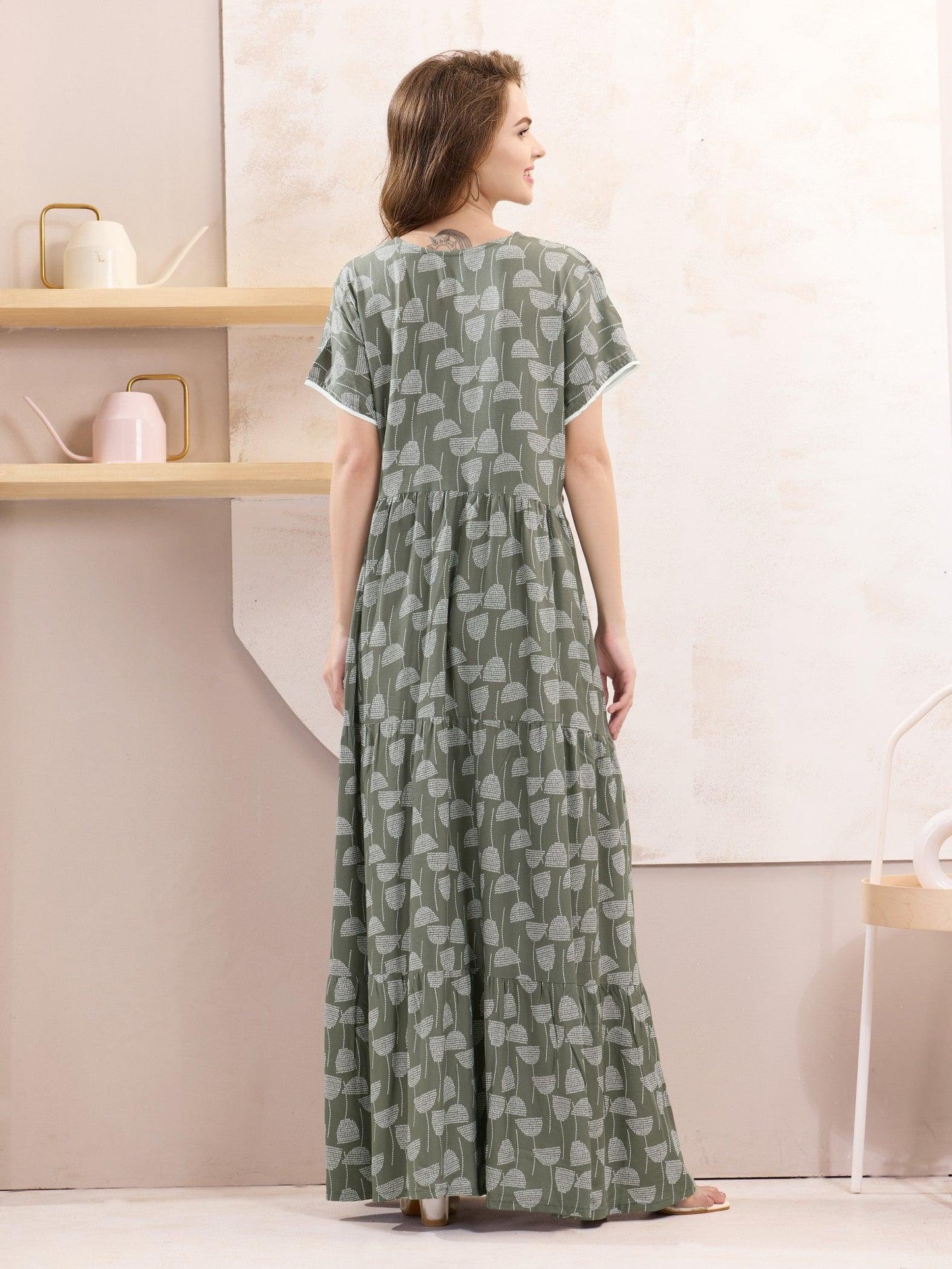 Women’s Rayon Flare Nighty – Chic & Cozy Sleepwear - floramour.in