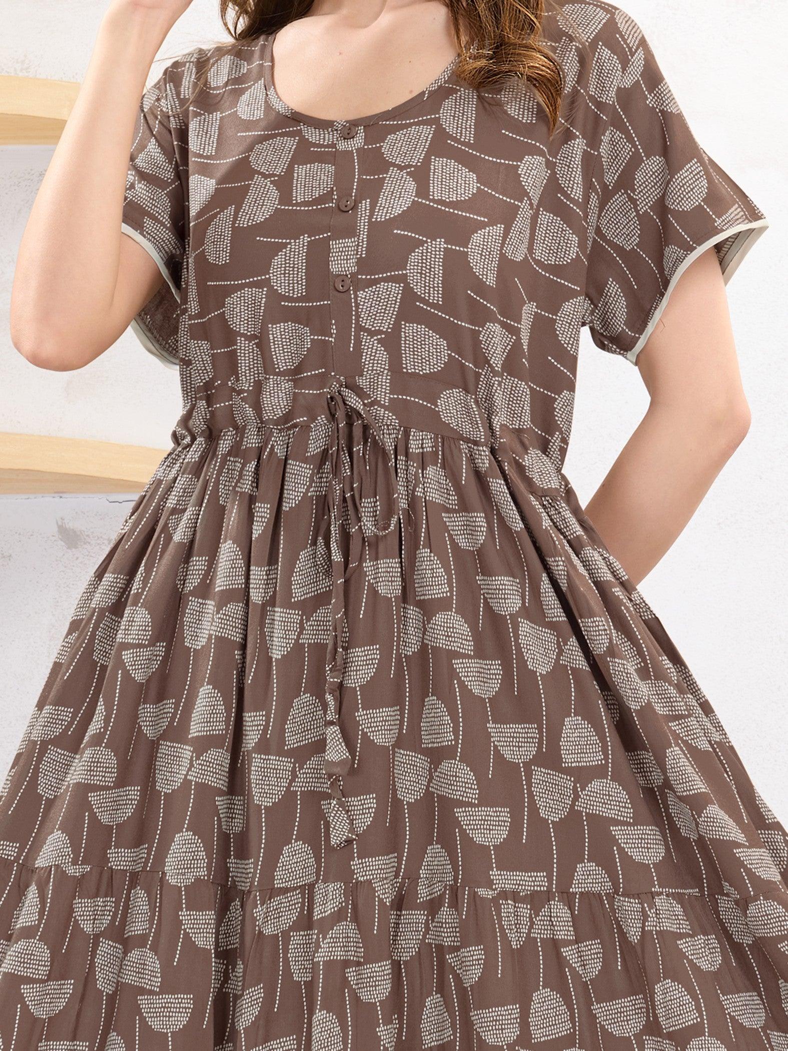 Flowy Rayon Nighty – Soft, Smooth & Elegant Design - floramour.in