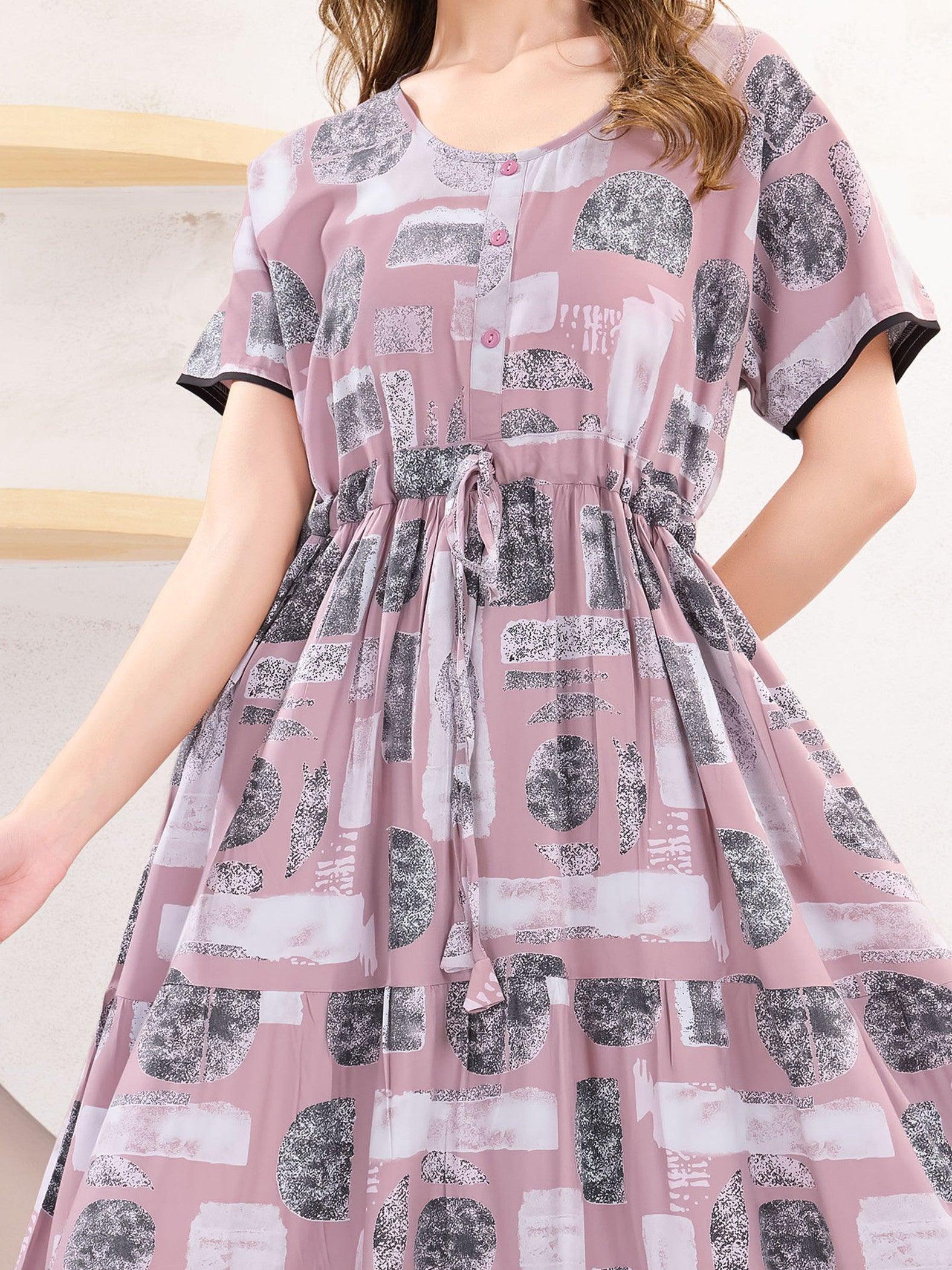 Elegant Rayon Flare Nighty – Lounge in Luxury - floramour.in