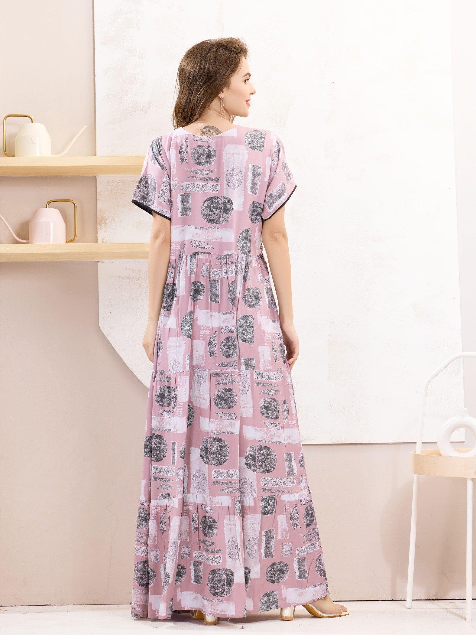 Elegant Rayon Flare Nighty – Lounge in Luxury - floramour.in